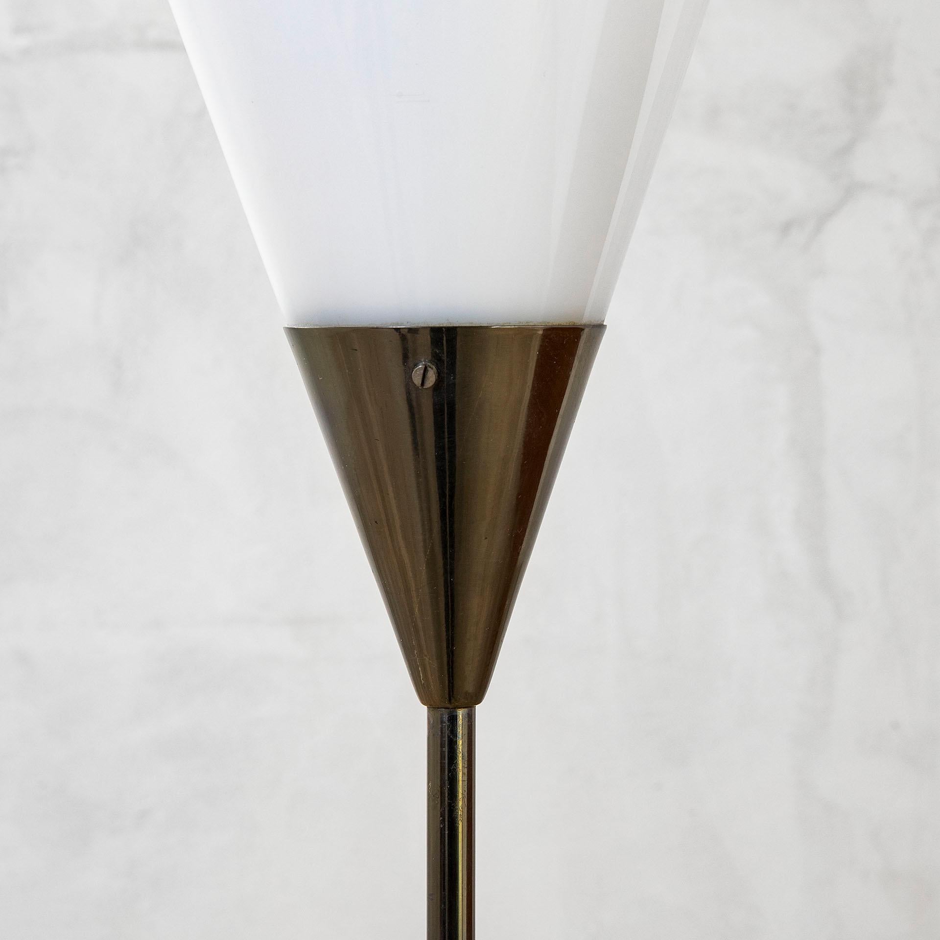 Marble 20th Century Giuseppe Ostuni Oluce Floor Lamp Mod. 340PX Brass Methacrylate, 50s For Sale