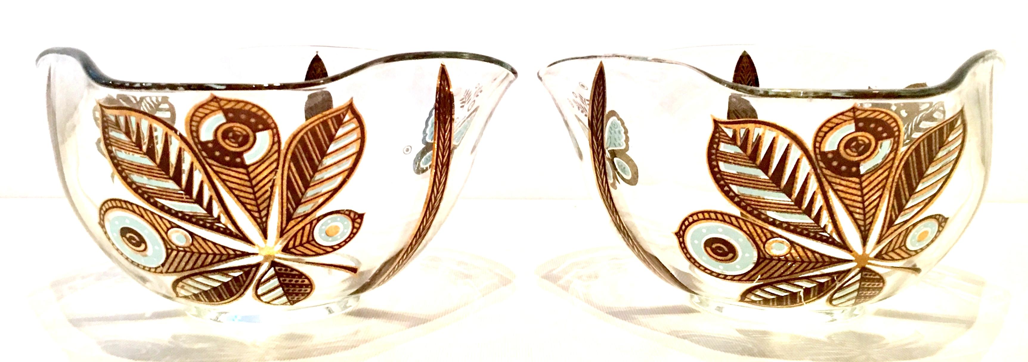 Hollywood Regency 20th Century Glass and 22-Karat Gold Butterfly Bowls by Georges Briard Set of 3 For Sale