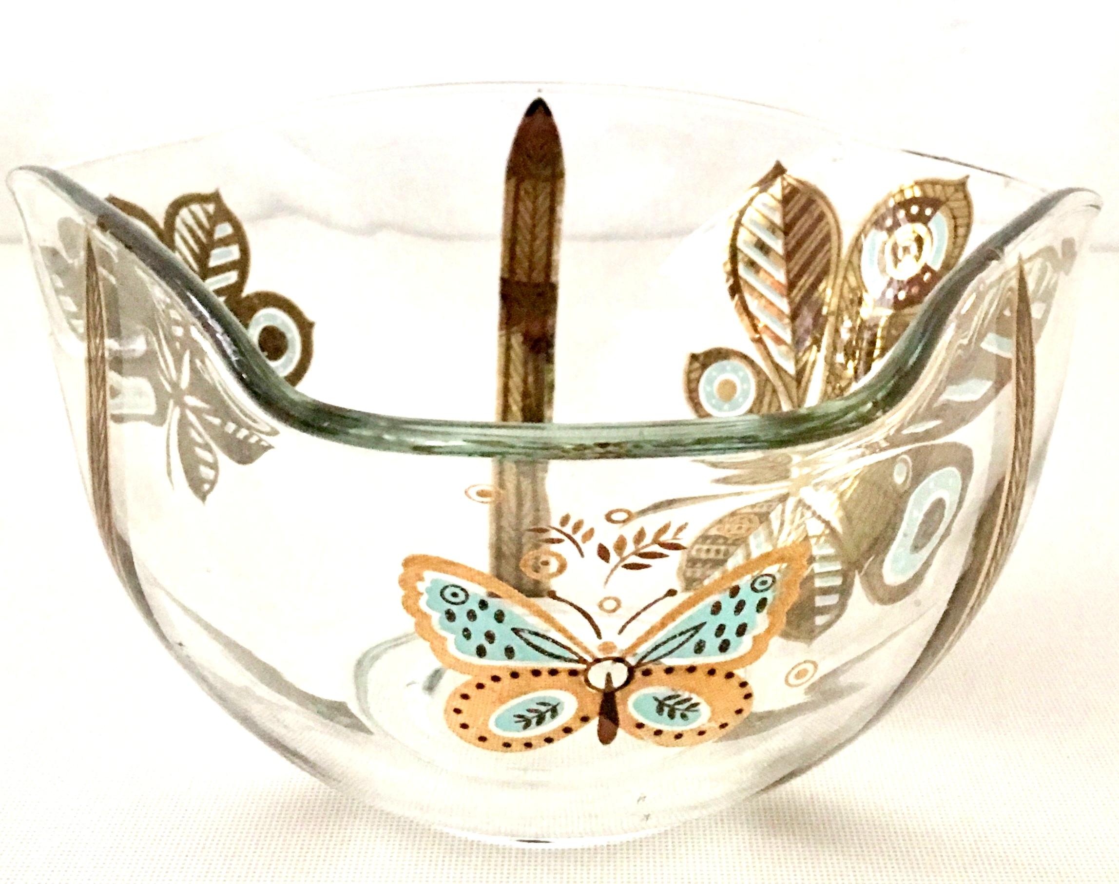 20th Century Glass & 22-Karat Gold Butterfly Bowls by Georges Briard Set of 3 (amerikanisch) im Angebot
