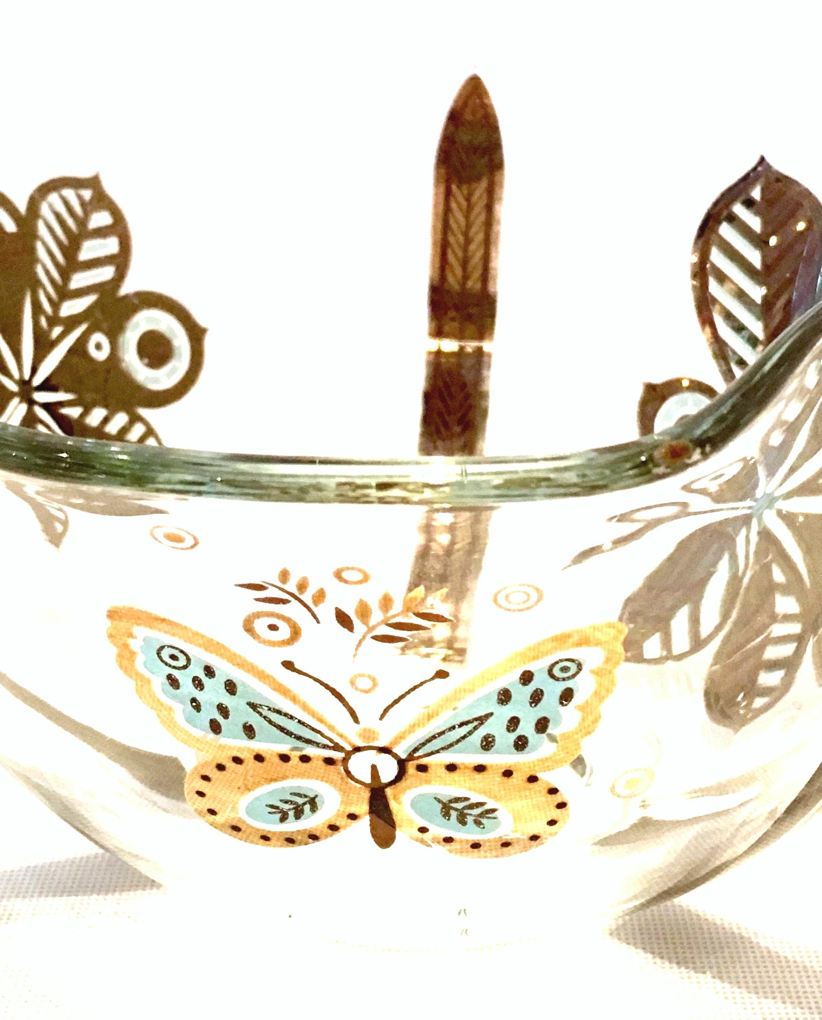 20th Century Glass and 22-Karat Gold Butterfly Bowls by Georges Briard Set of 3 For Sale 1