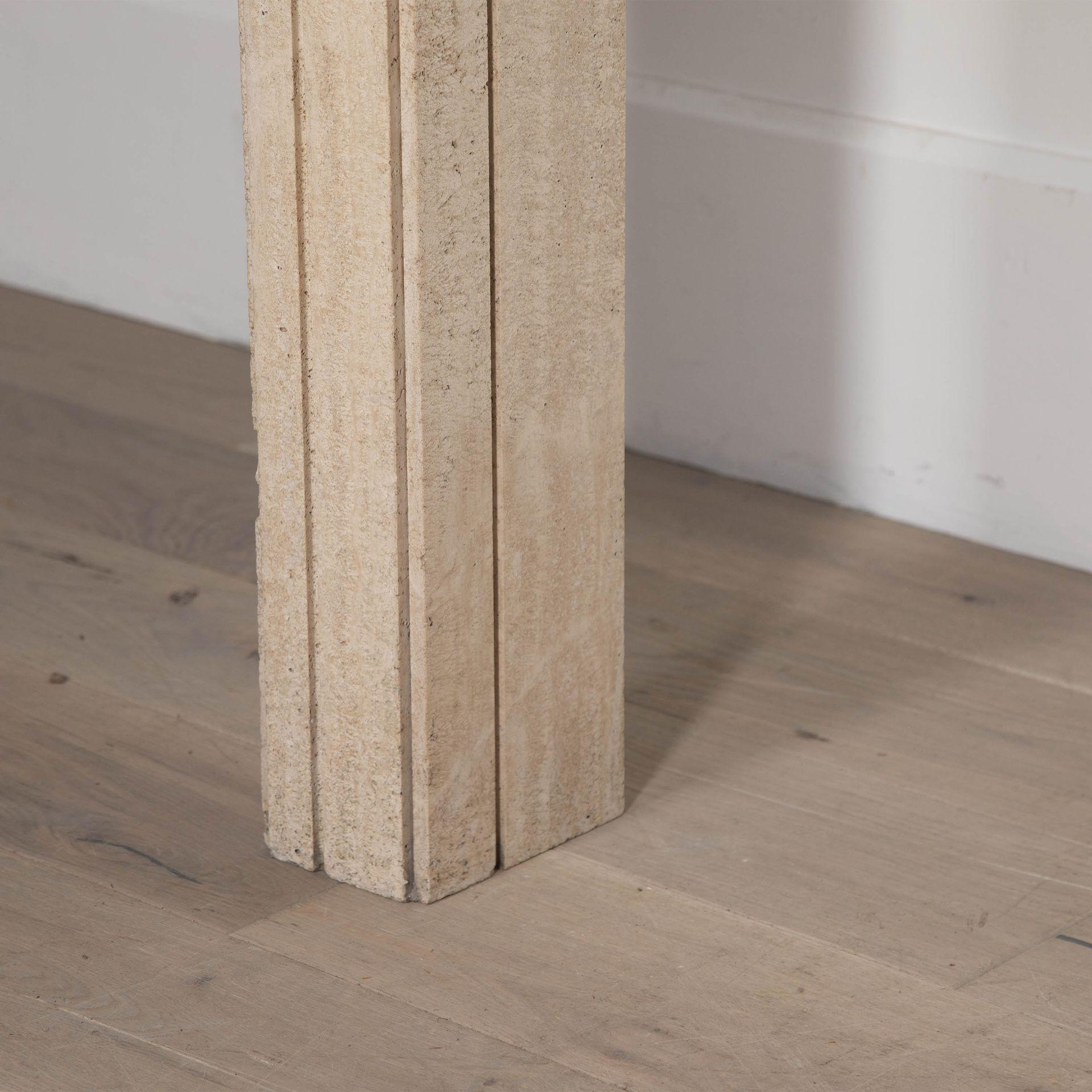 Brass 20th Century Glass and Travertine Console Table For Sale