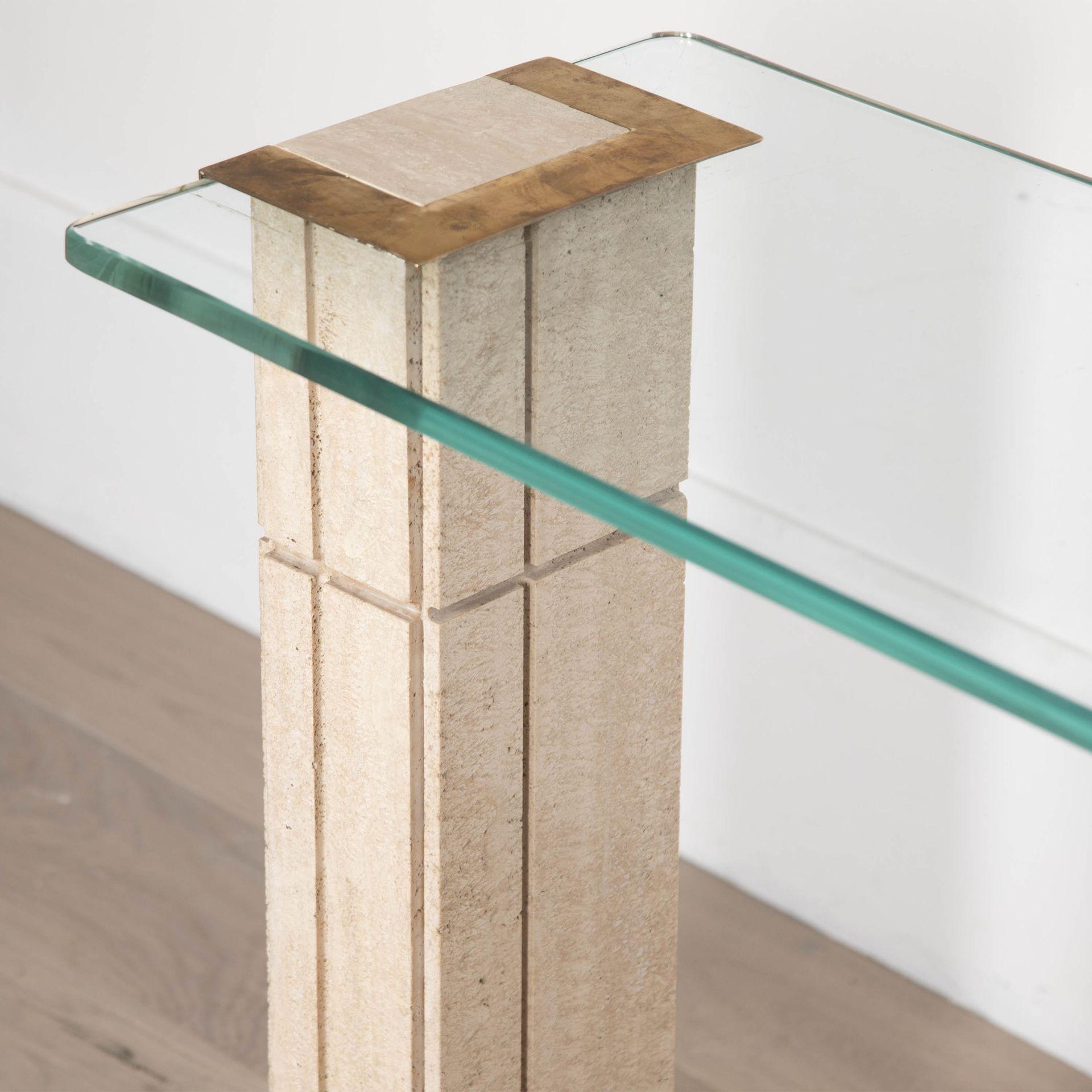20th Century Glass and Travertine Console Table For Sale 1