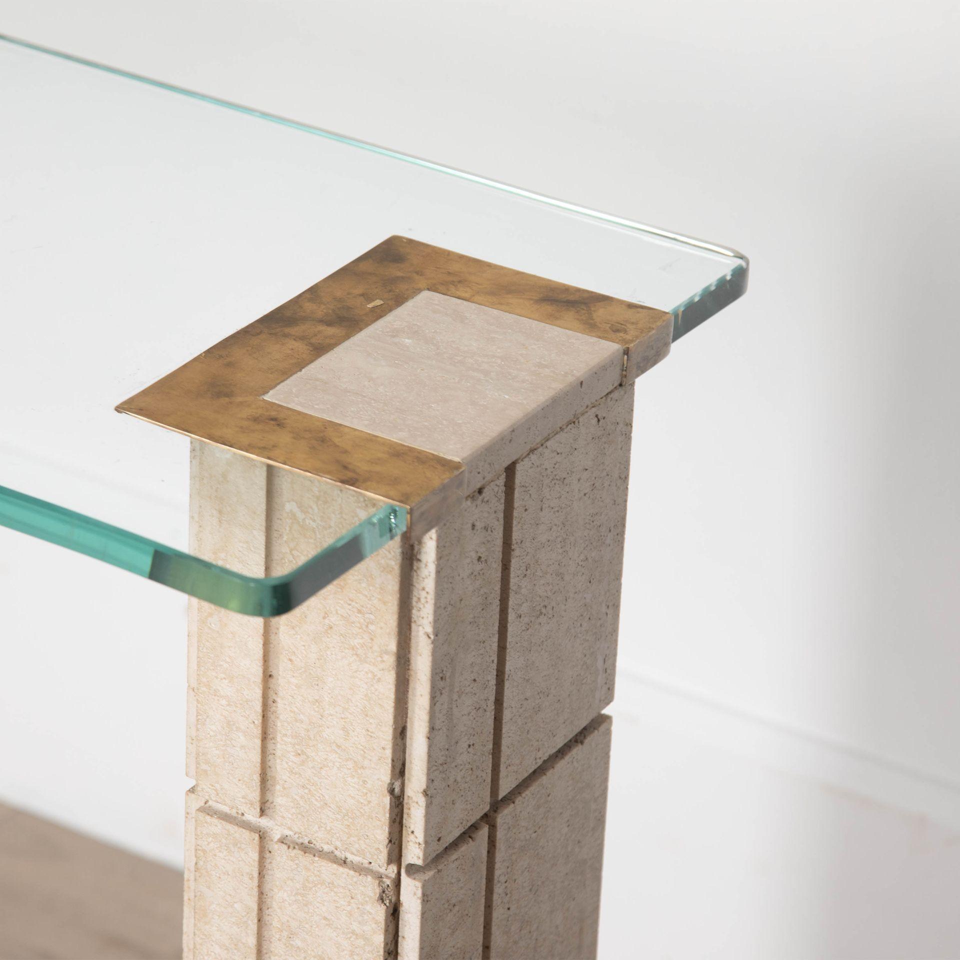 20th Century Glass and Travertine Console Table For Sale 2