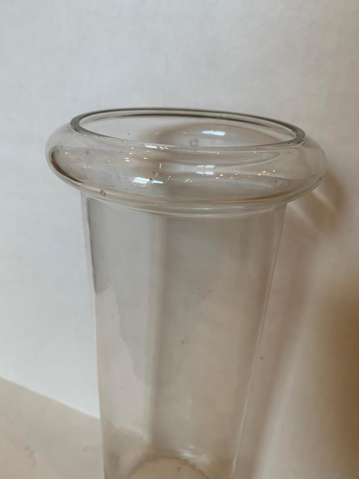 20th Century Glass Cylinder Vase with Rolled Edges 2