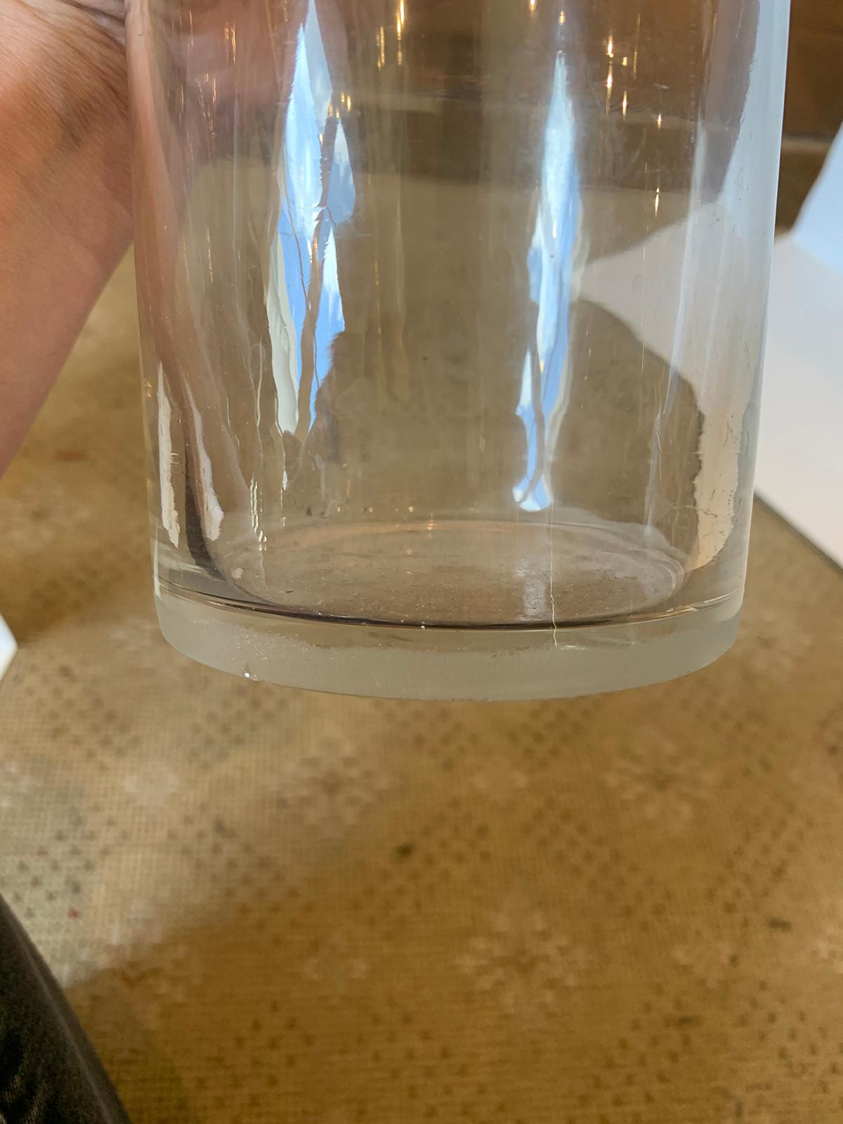 20th Century Glass Cylinder Vase with Rolled Edges 6