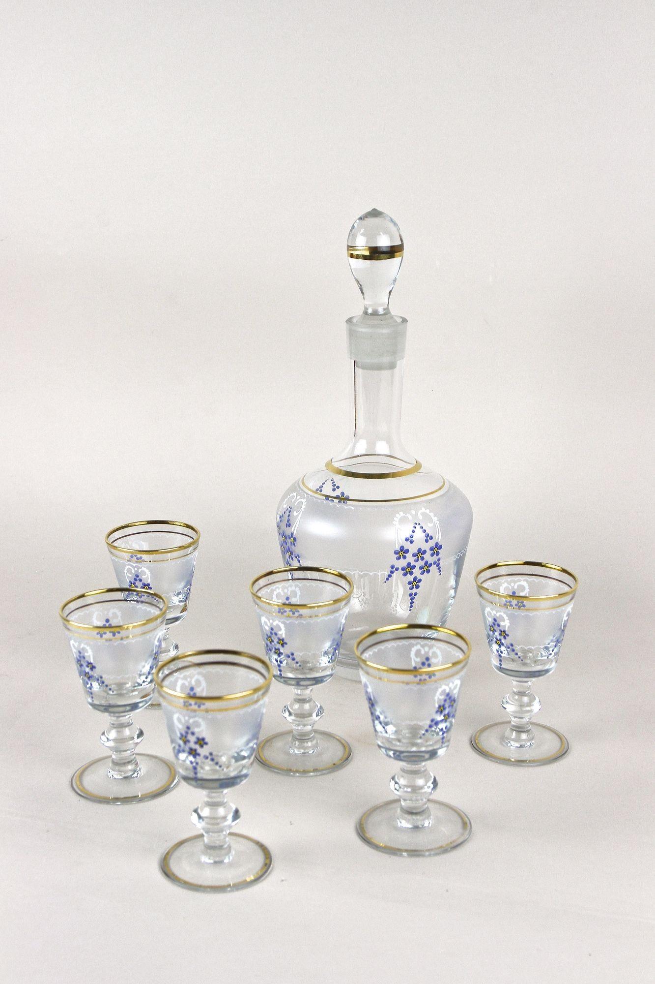 Juego de jarras de cristal del siglo XX con pinturas esmaltadas, Austria ca. 1980 Pintado a mano en venta