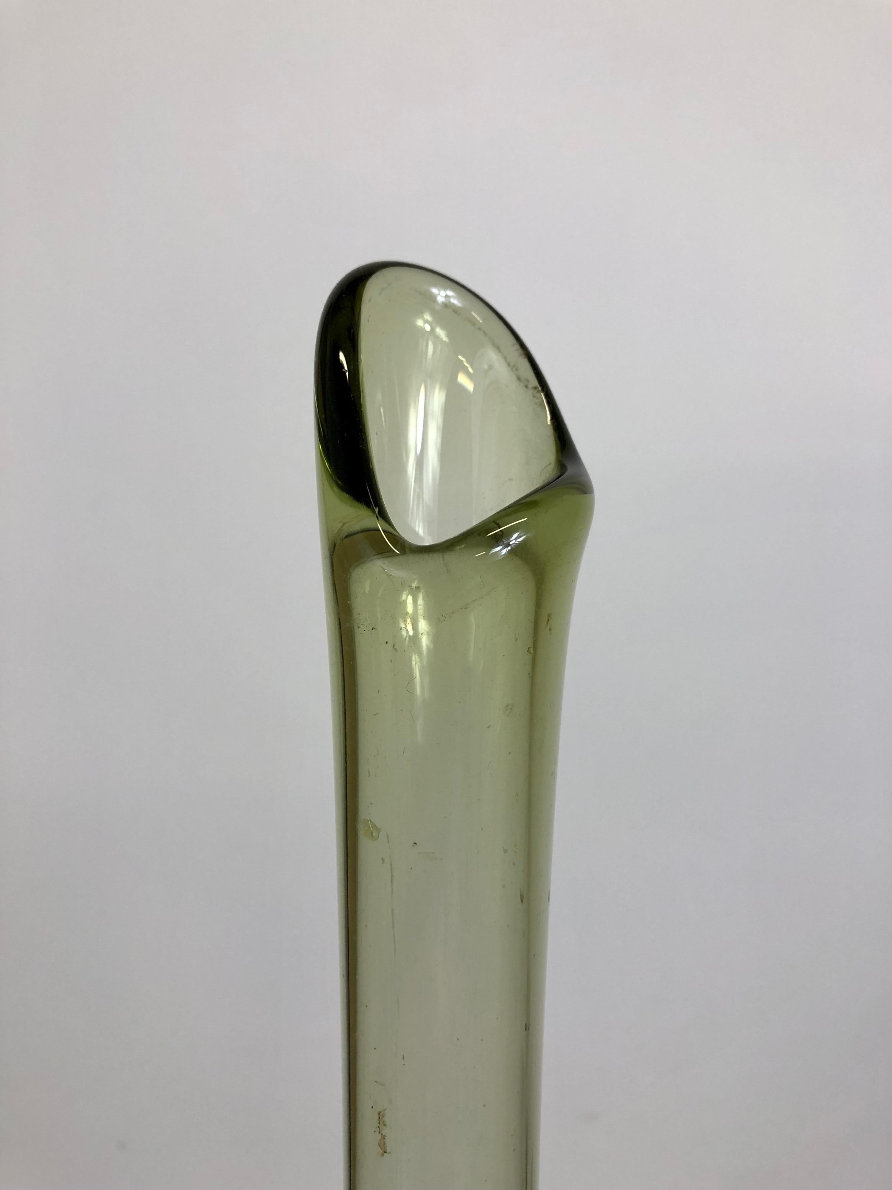 European 20th Century Glass Design by Claude Morin Modern Bottle Vase For Sale