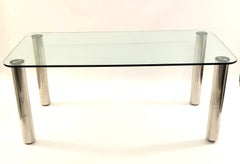 20th Century Glass Dining Table Designed 1970s By Marco Zanuso For Zanotta