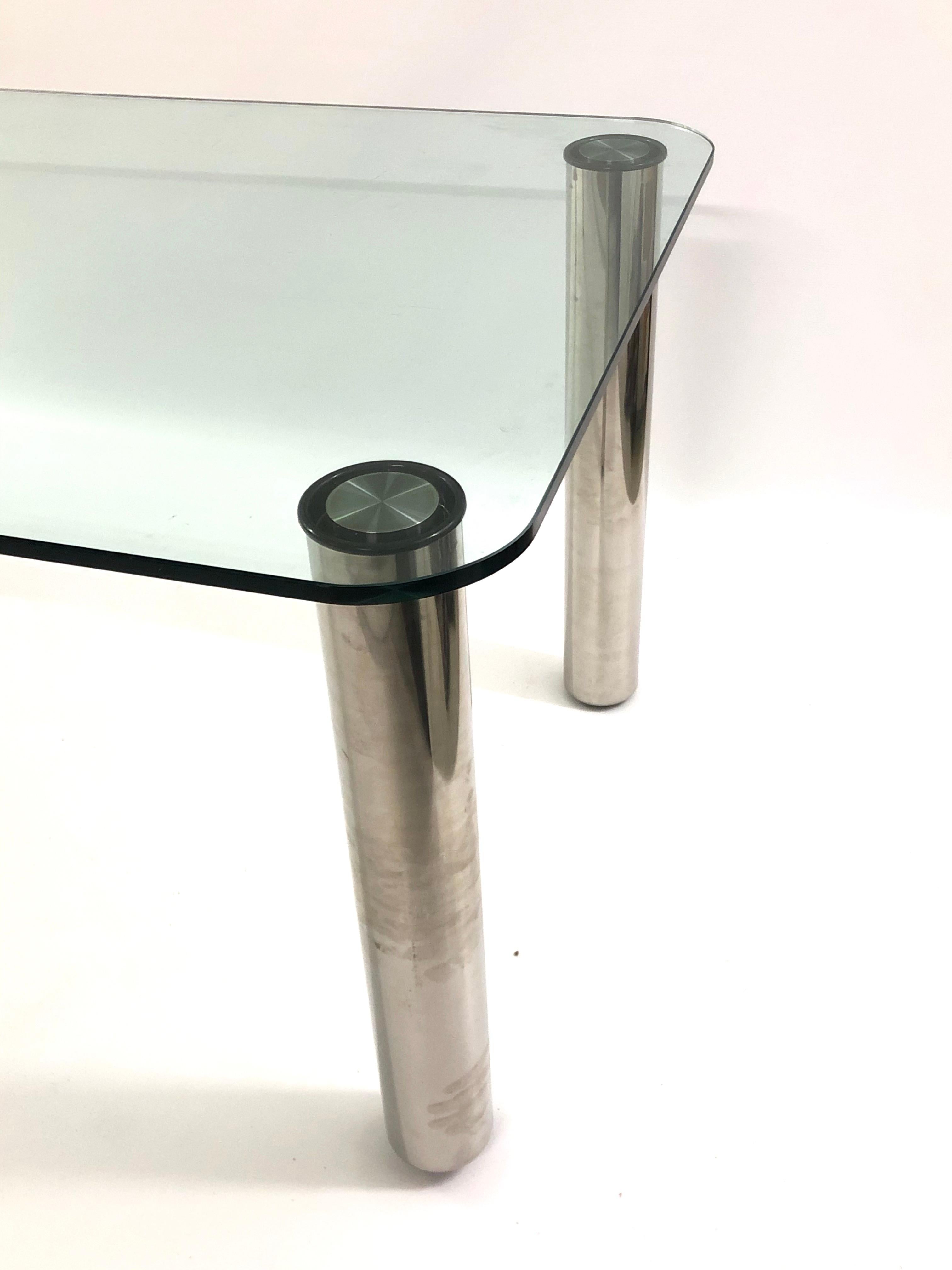Italian 20th Century Glass Dining Table Designed 1970s By Marco Zanuso For Zanotta