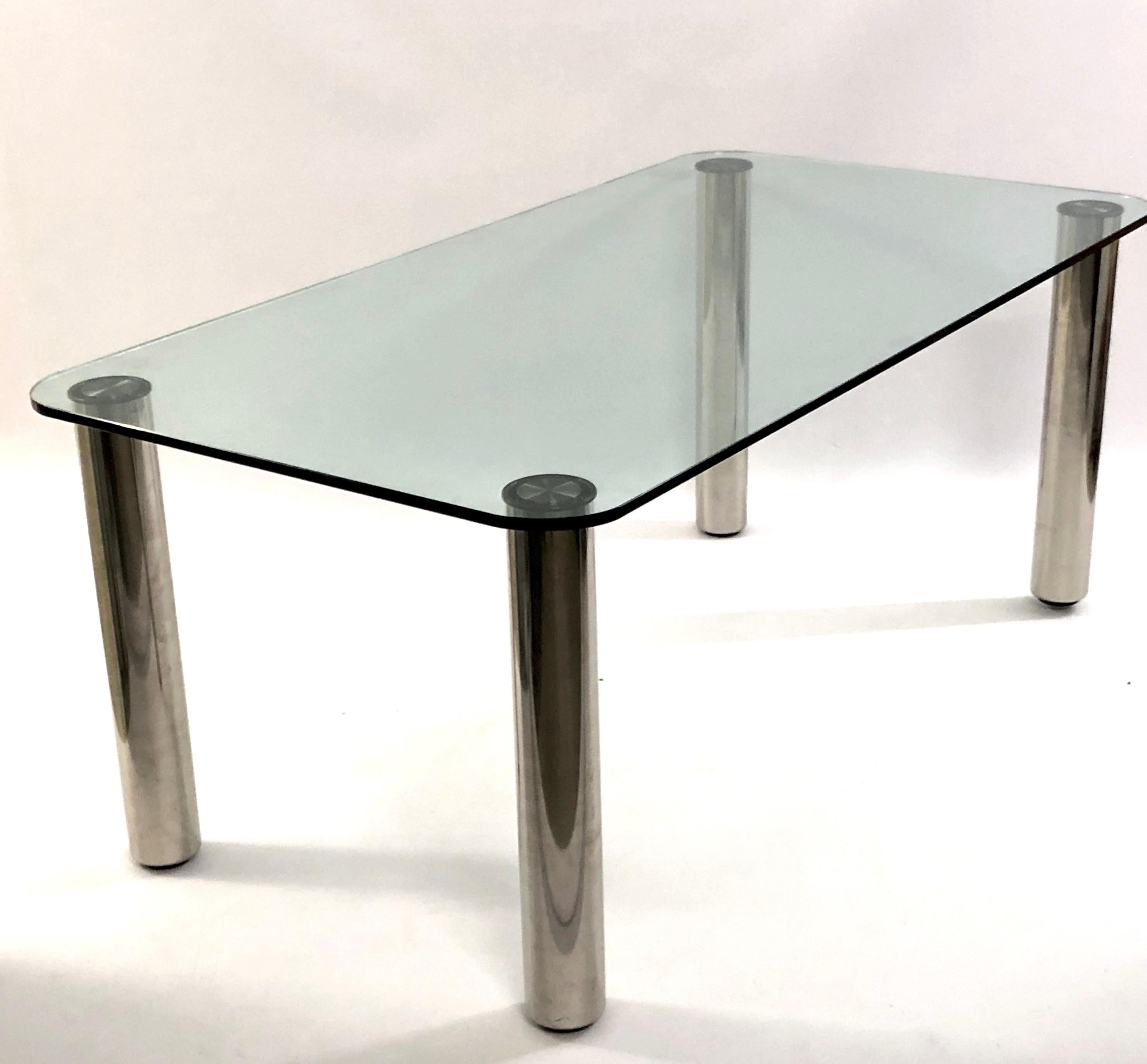 20th Century Glass Dining Table Designed 1970s By Marco Zanuso For Zanotta In Good Condition In London, GB