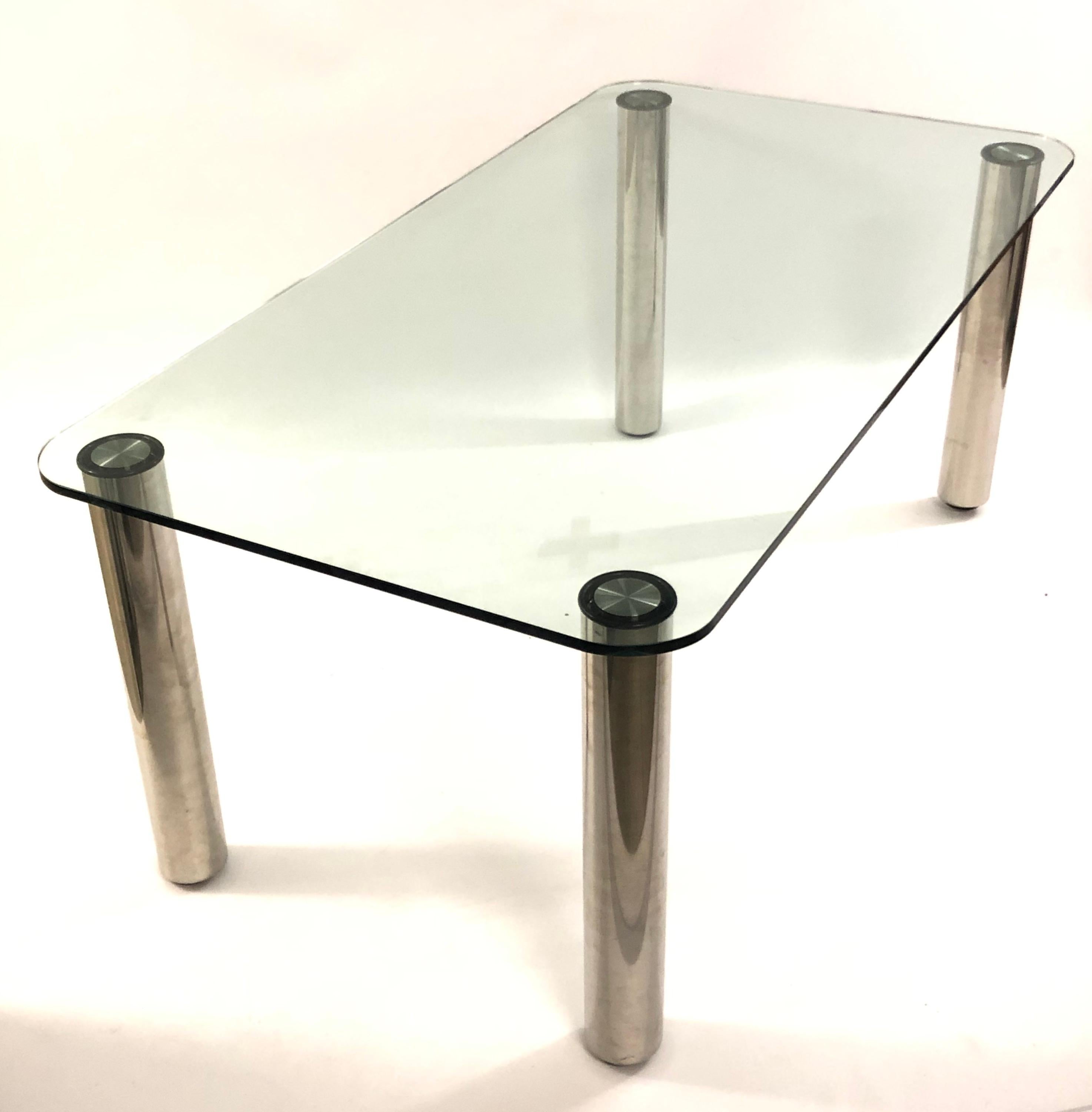 20th Century Glass Dining Table Designed 1970s By Marco Zanuso For Zanotta 1