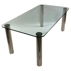 Table de salle à manger en verre du XXe siècle conçue par Marco Zanuso pour Zanotta dans les années 1970