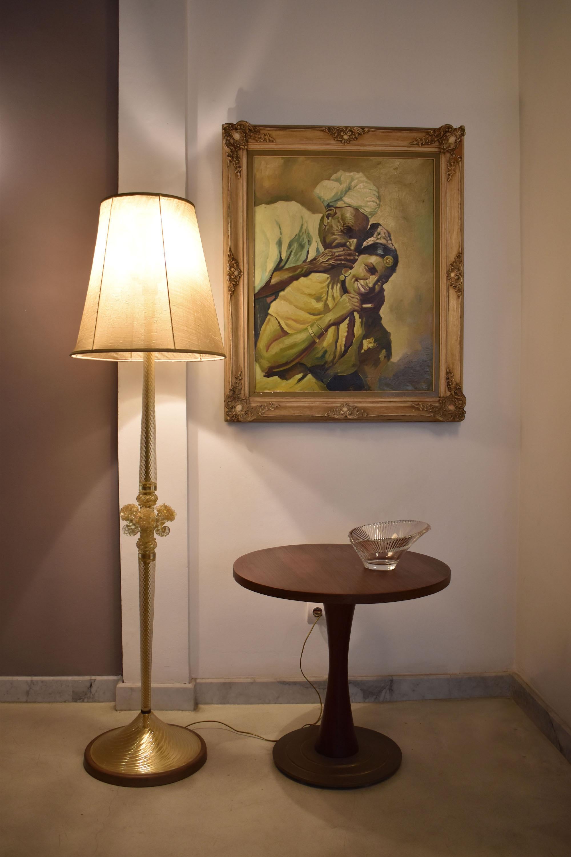Mid-Century Modern Italian Gold Murano Floor Lamp by Barovier Ercole, 1950s For Sale
