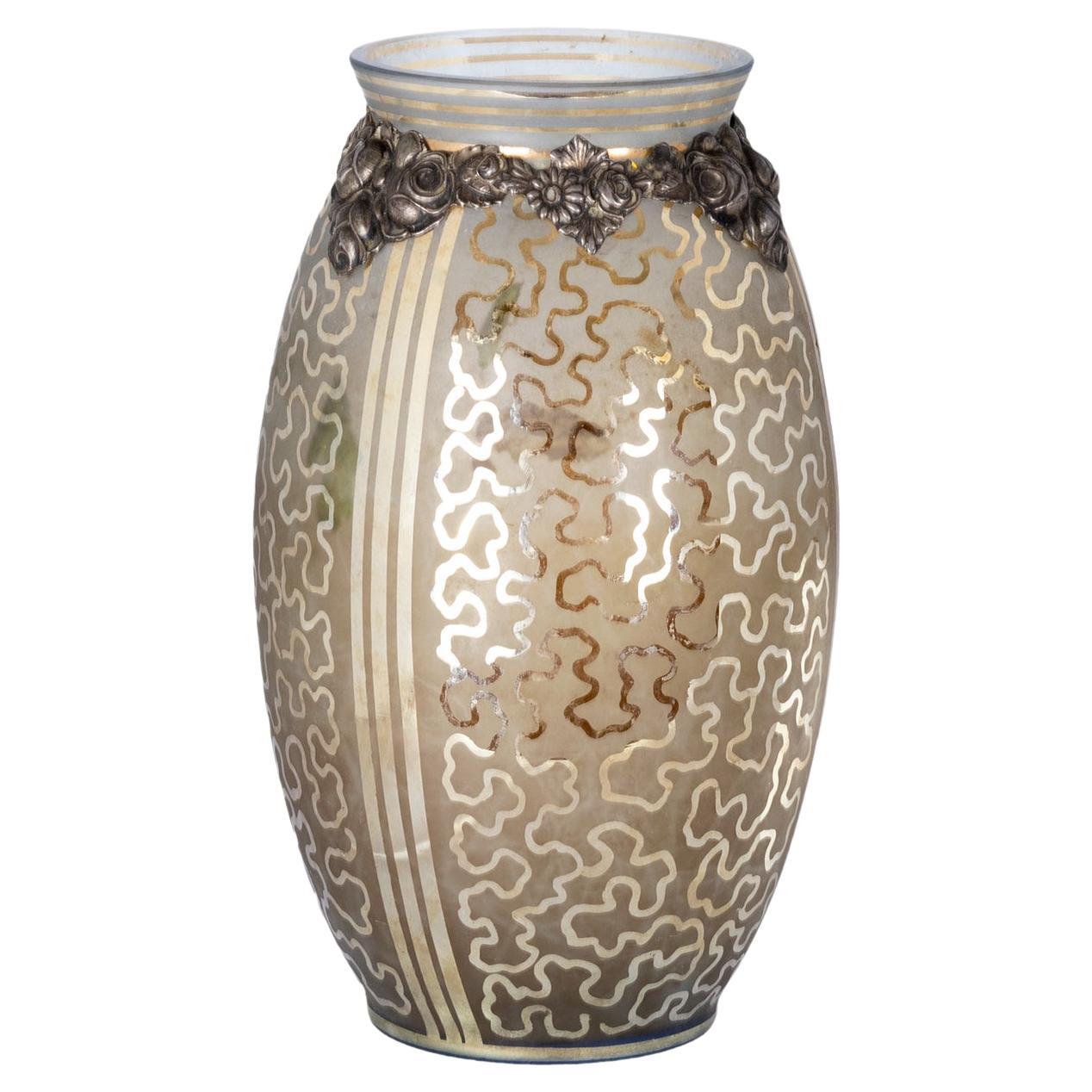 20th Century Glass & Silver Vase Art Deco