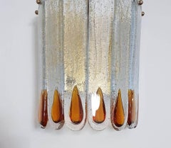 20th Century Glass Wall Sconces with Rough Decoration and Amber Drops