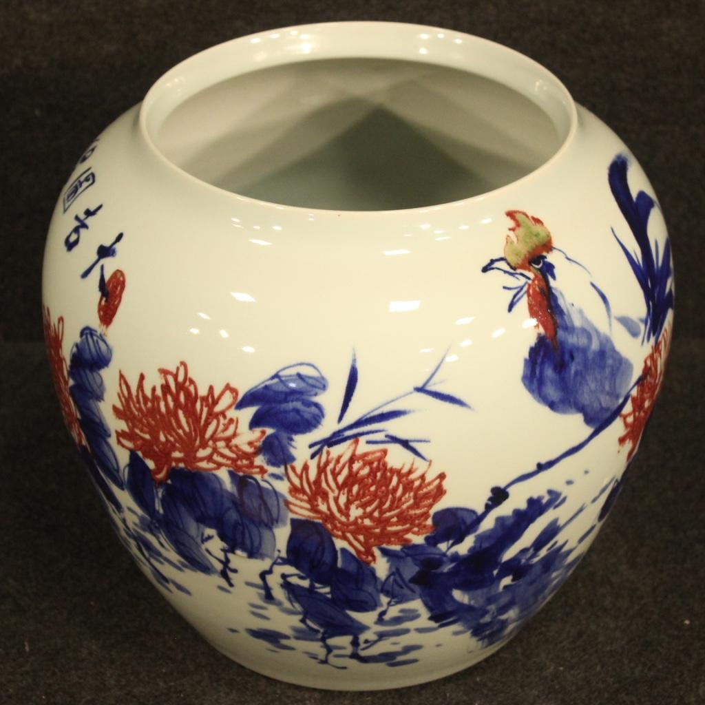 20th Century Glazed and Painted Ceramic Chinese Vase, 2000 For Sale 7