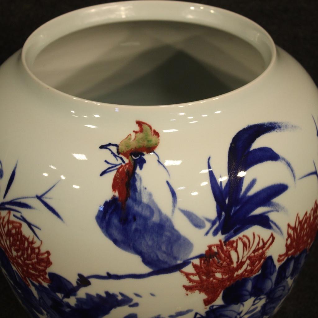20th Century Glazed and Painted Ceramic Chinese Vase, 2000 For Sale 2