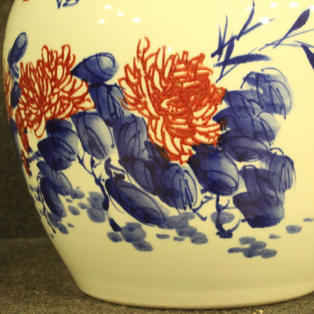 20th Century Glazed and Painted Ceramic Chinese Vase, 2000 For Sale 3