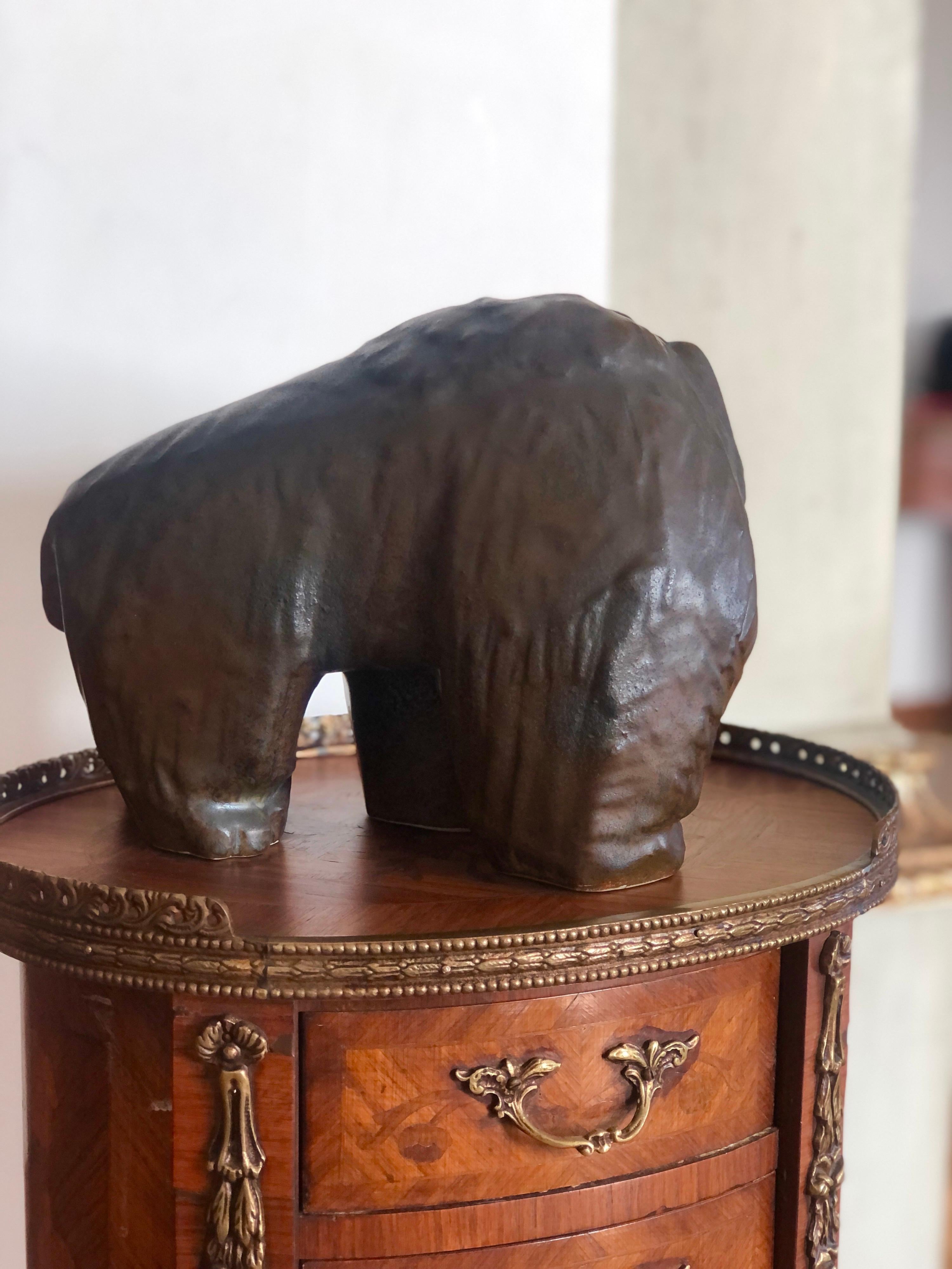 20th Century Glazed Ceramic Brown Bear Sculpture by Taisto Kaasinen for Arabia In Good Condition In Sofia, BG