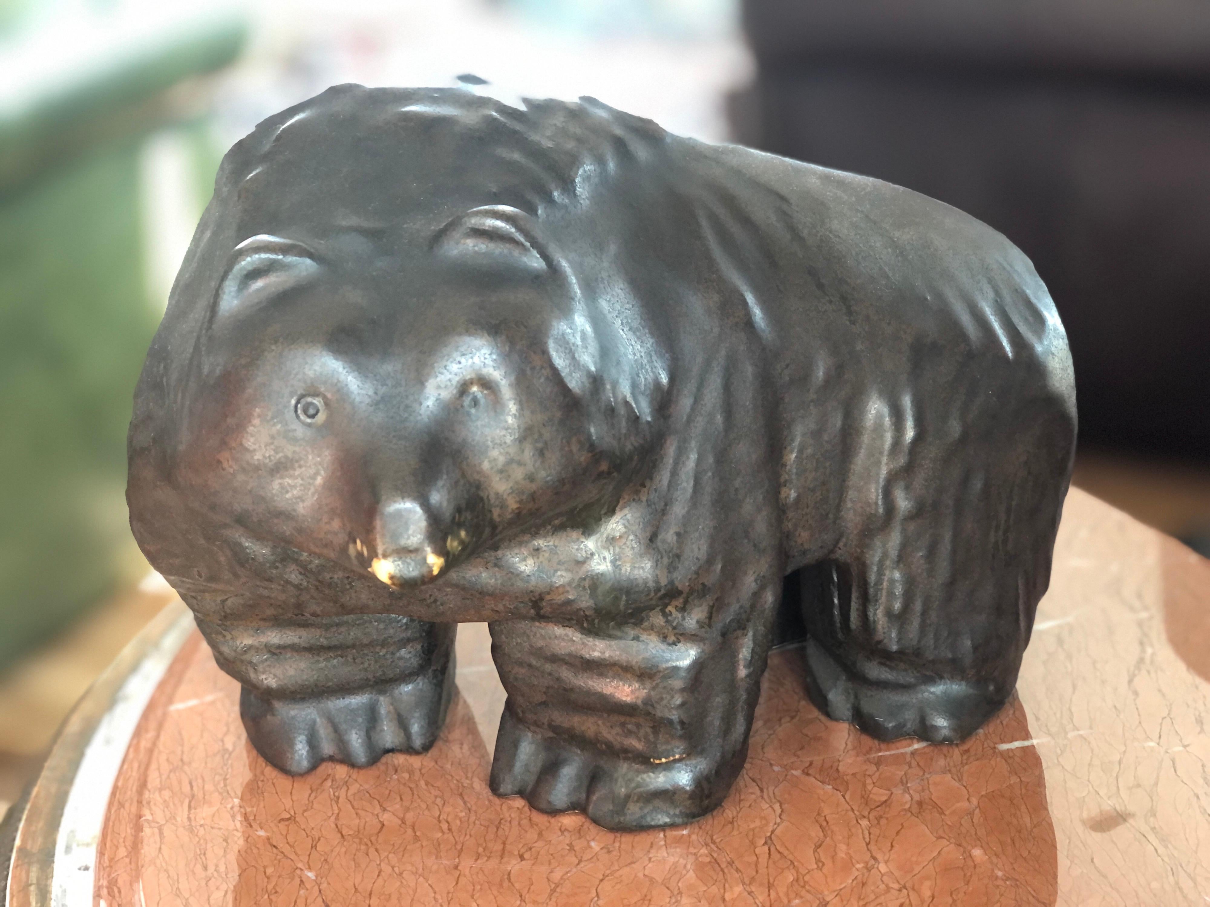 20th Century Glazed Ceramic Brown Bear Sculpture by Taisto Kaasinen for Arabia 1