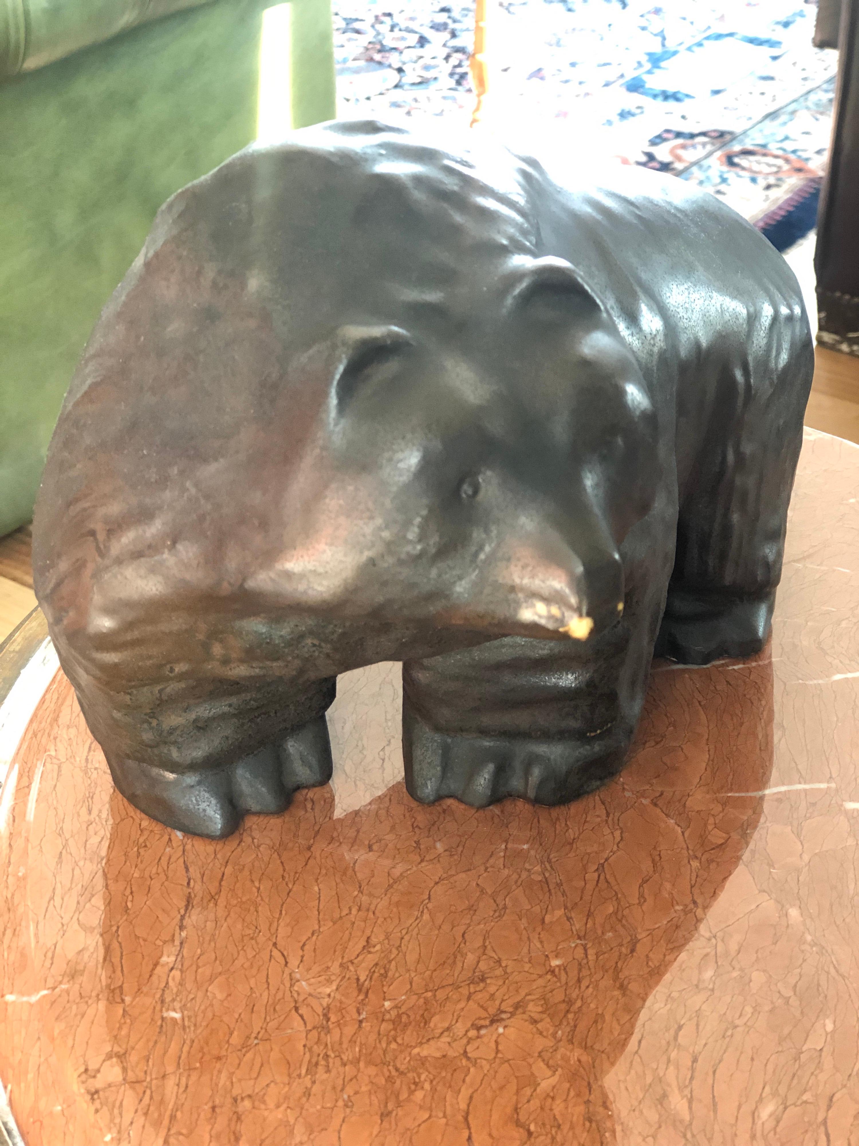 20th Century Glazed Ceramic Brown Bear Sculpture by Taisto Kaasinen for Arabia 2