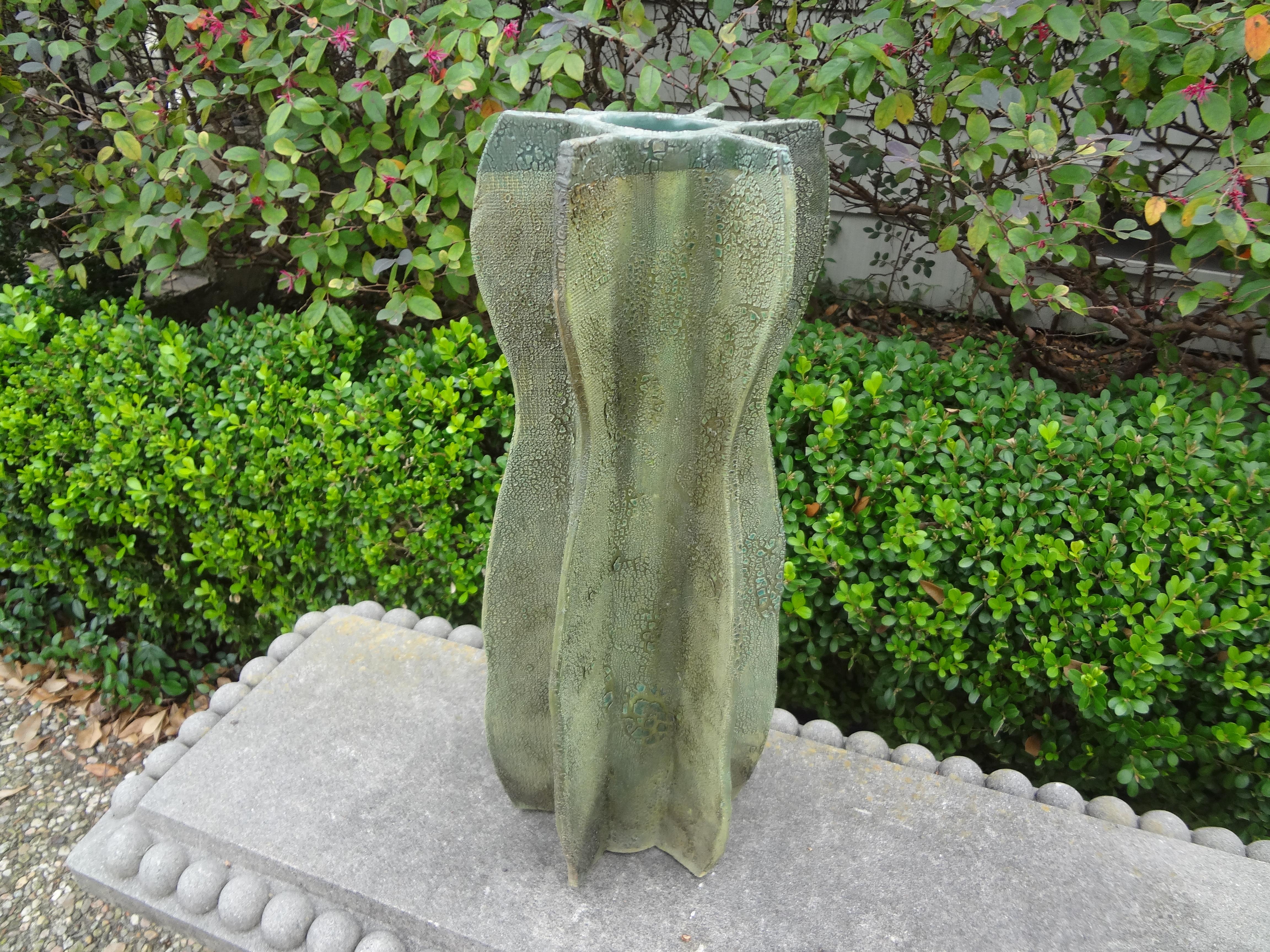 Glazed Ceramic Cactus Vase For Sale 5
