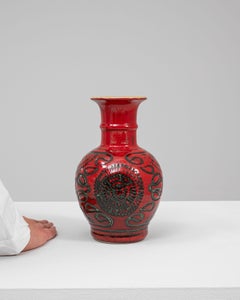 Glasierte Keramikvase aus Westdeutschland aus dem 20. Jahrhundert, Durchmesser 5,5 Zoll