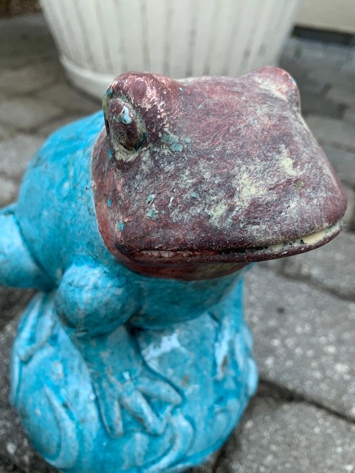 20th Century Glazed Pottery Perched Frog 5