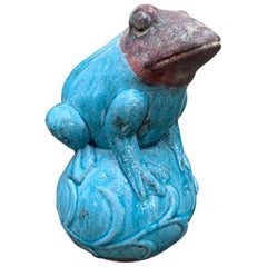 20th Century Glazed Pottery Perched Frog