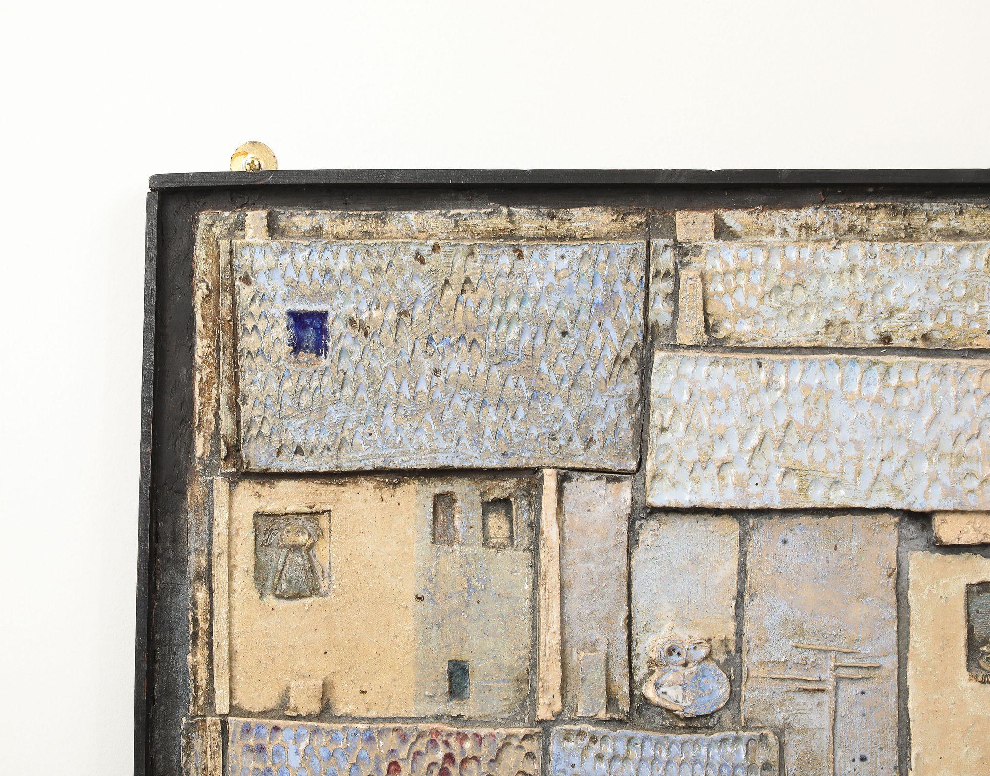 Plakette aus glasierter Studio Pottery des 20. Jahrhunderts (Frankreich, um 1960) (Französisch) im Angebot