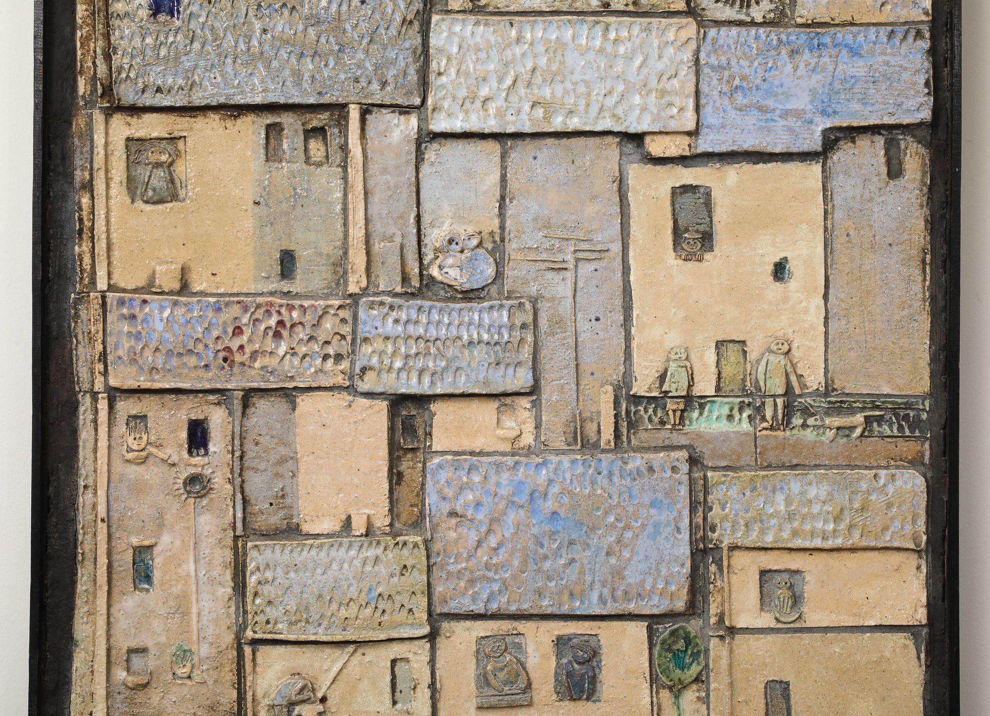 Plakette aus glasierter Studio Pottery des 20. Jahrhunderts (Frankreich, um 1960) (Mitte des 20. Jahrhunderts) im Angebot