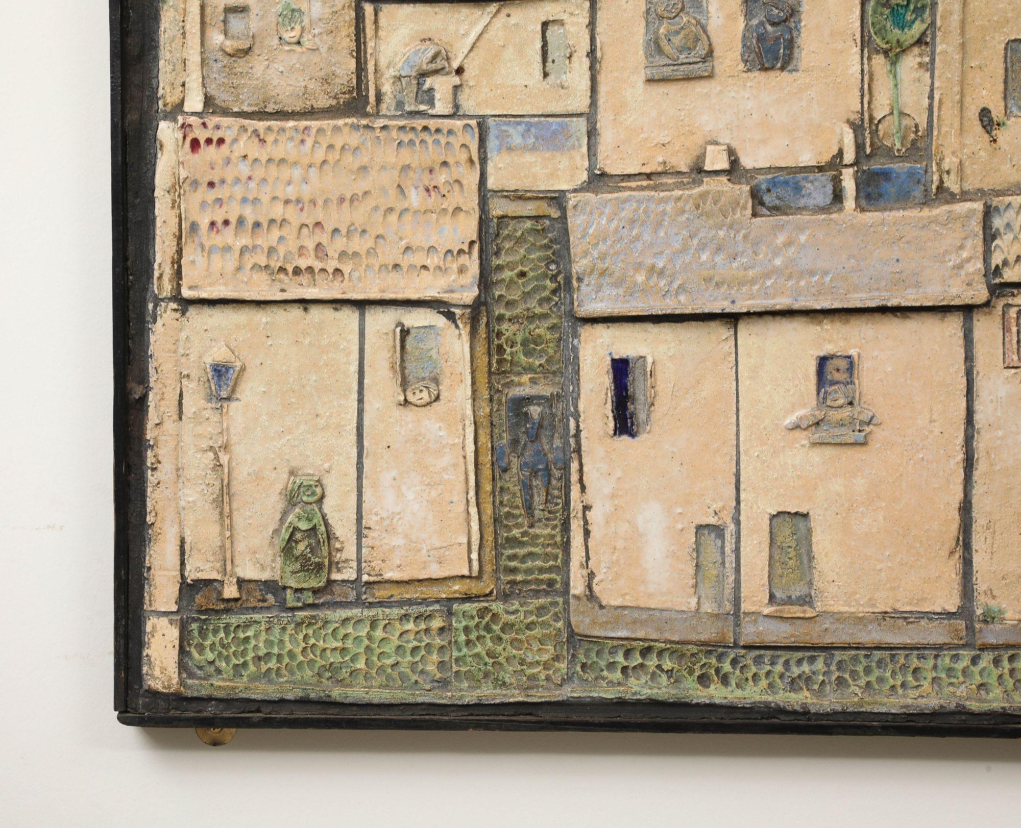 Plakette aus glasierter Studio Pottery des 20. Jahrhunderts (Frankreich, um 1960) (Keramik) im Angebot