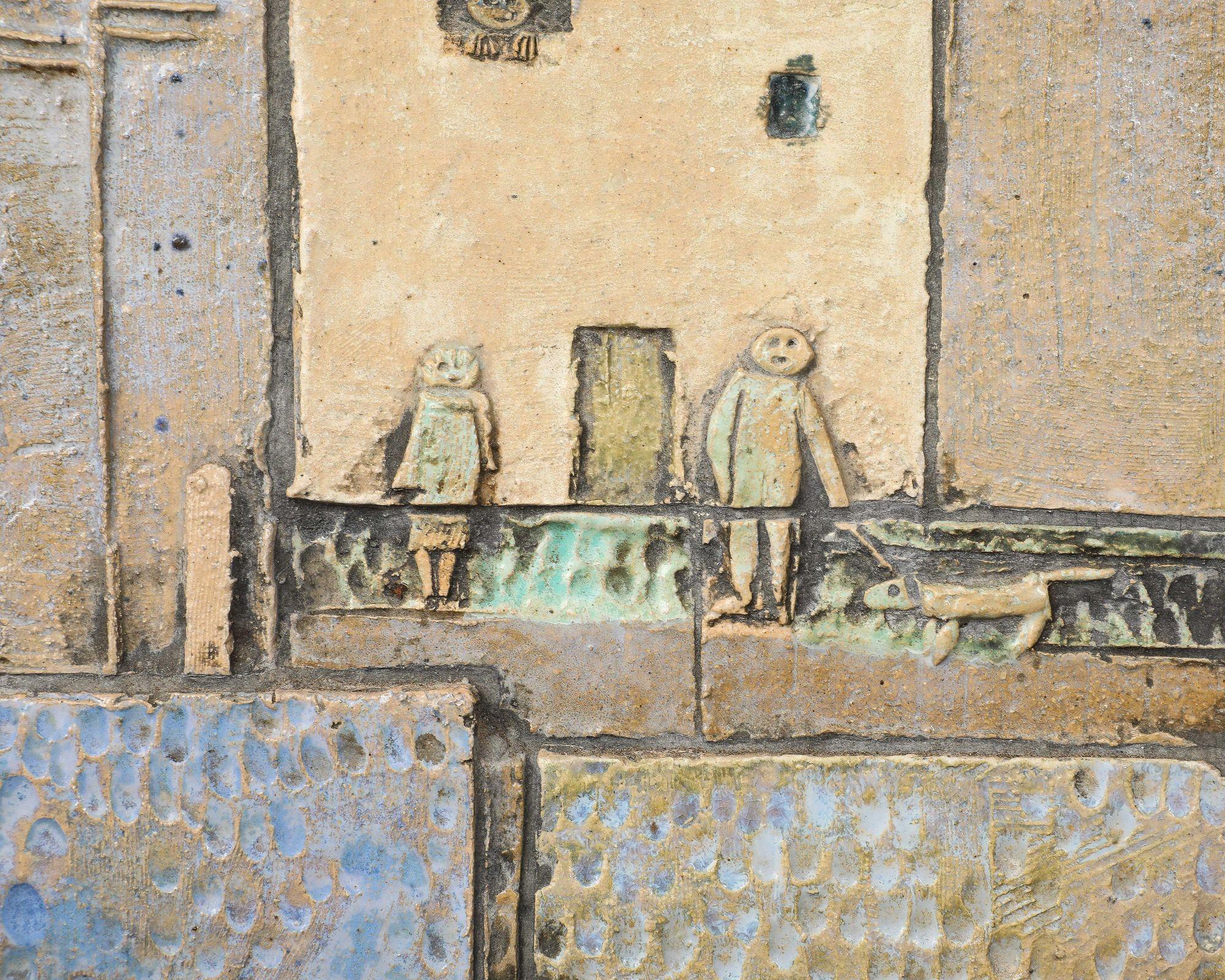 Plakette aus glasierter Studio Pottery des 20. Jahrhunderts (Frankreich, um 1960) im Angebot 2