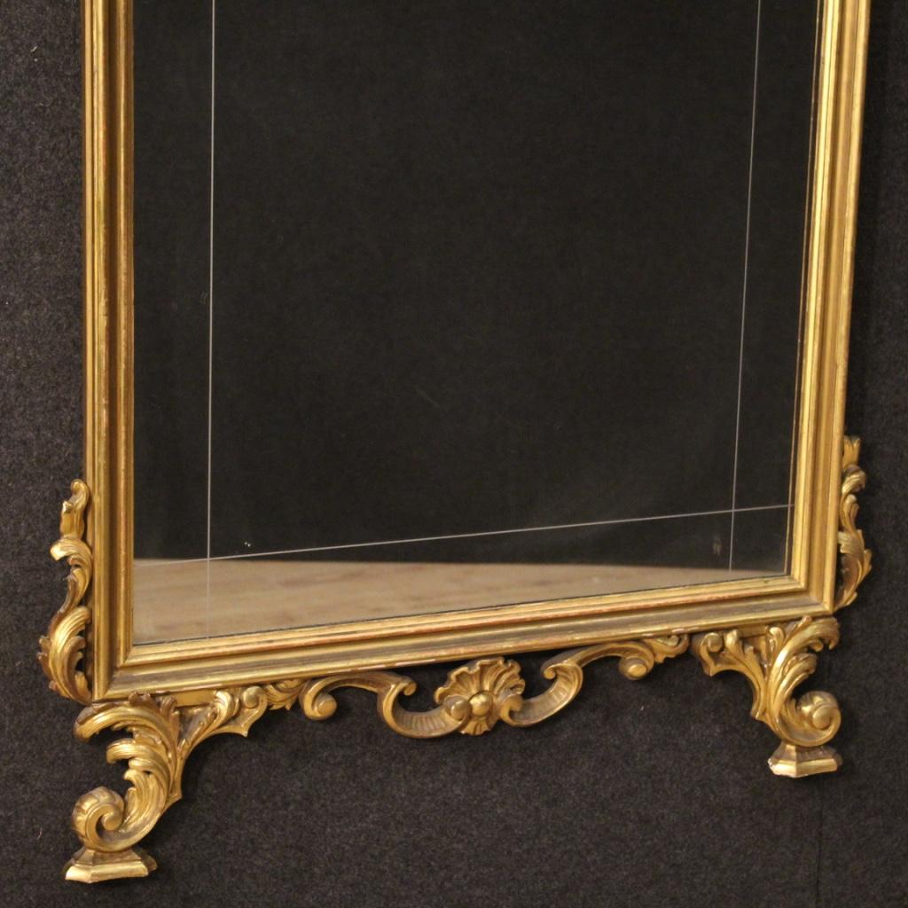 Gilt 20th Century Gold and Carved Wood Italian Mirror, 1960