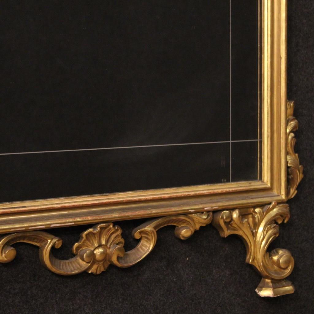 20th Century Gold and Carved Wood Italian Mirror, 1960 2