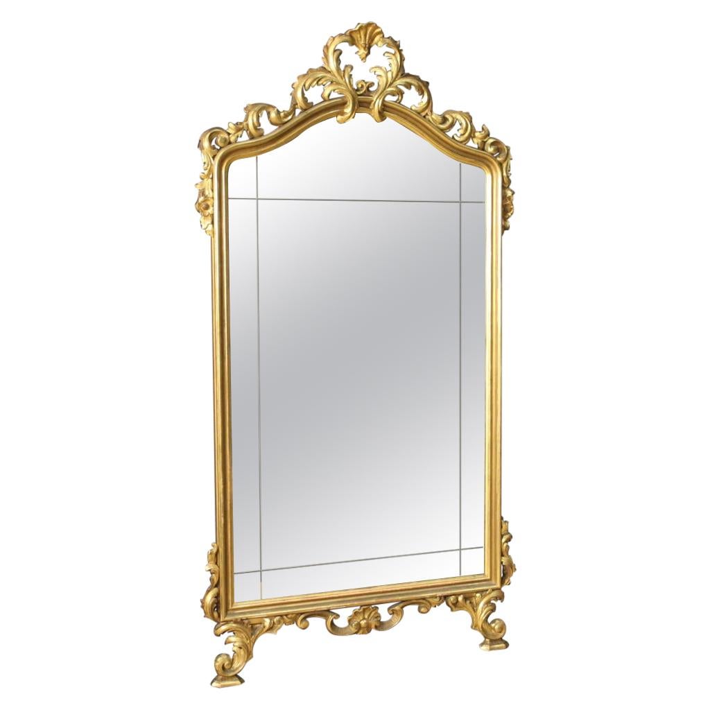 20th Century Gold and Carved Wood Italian Mirror, 1960