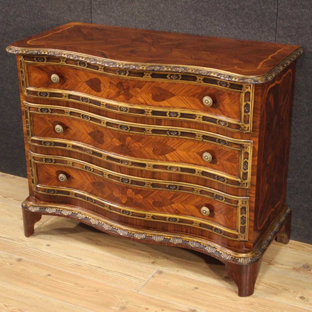 20th Century Gold and Inlaid Wood Italian Dresser, 1950 In Good Condition In Vicoforte, Piedmont