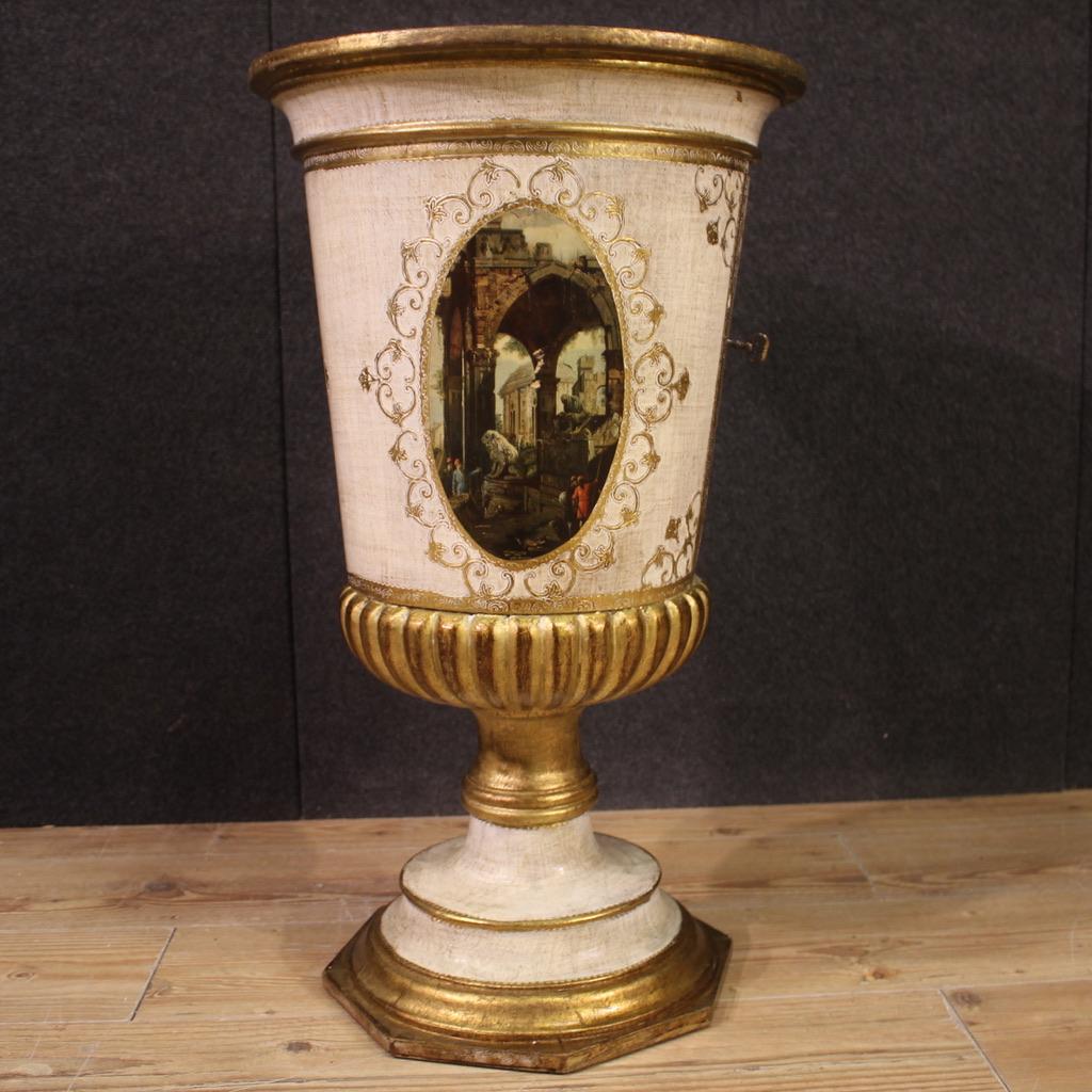 Italian 20th Century Gold and Painted Wood Venetian Goblet Side Table, 1960