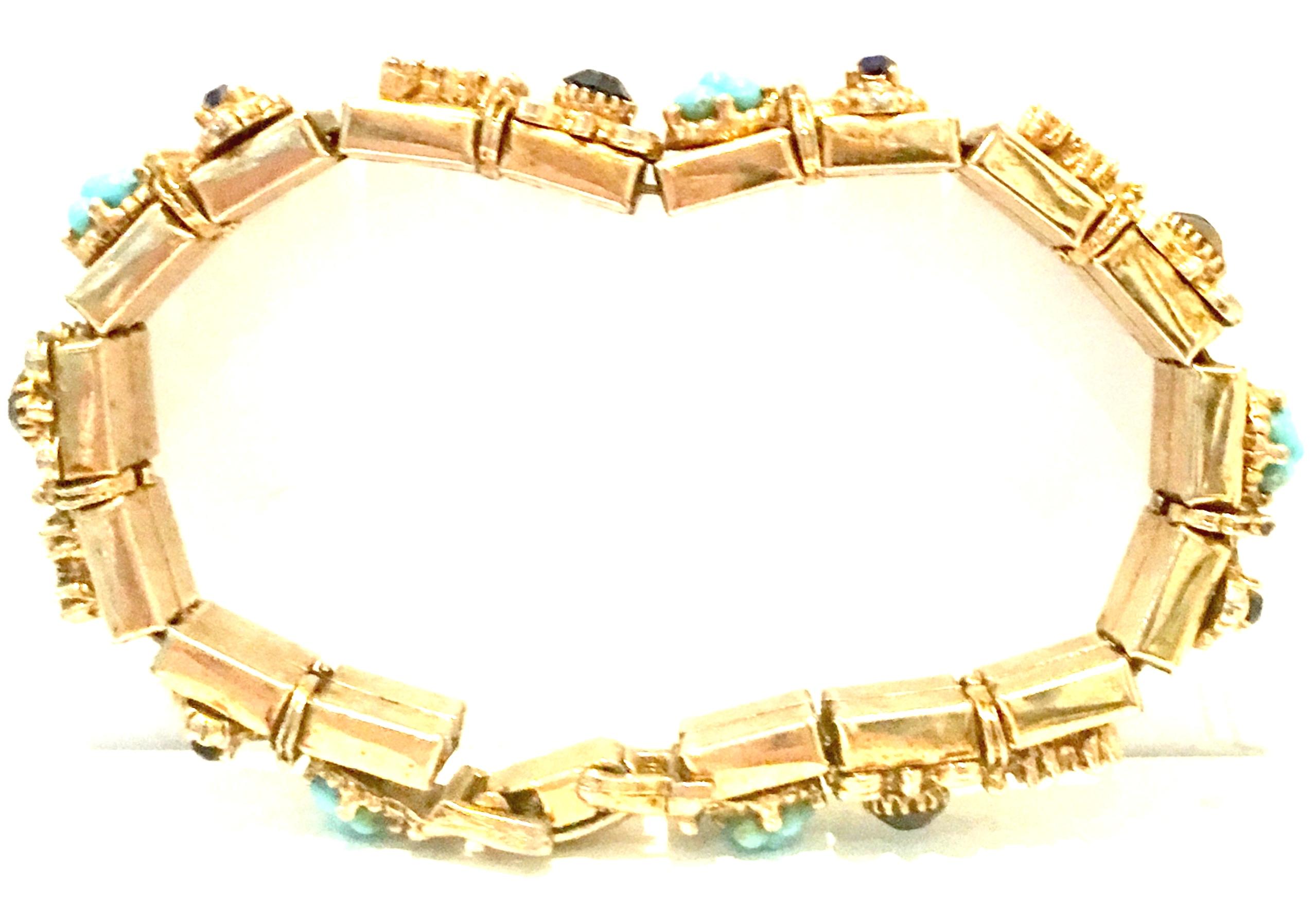 20th Century Gold , Austrian Crystal Bead Link Bracelet  1