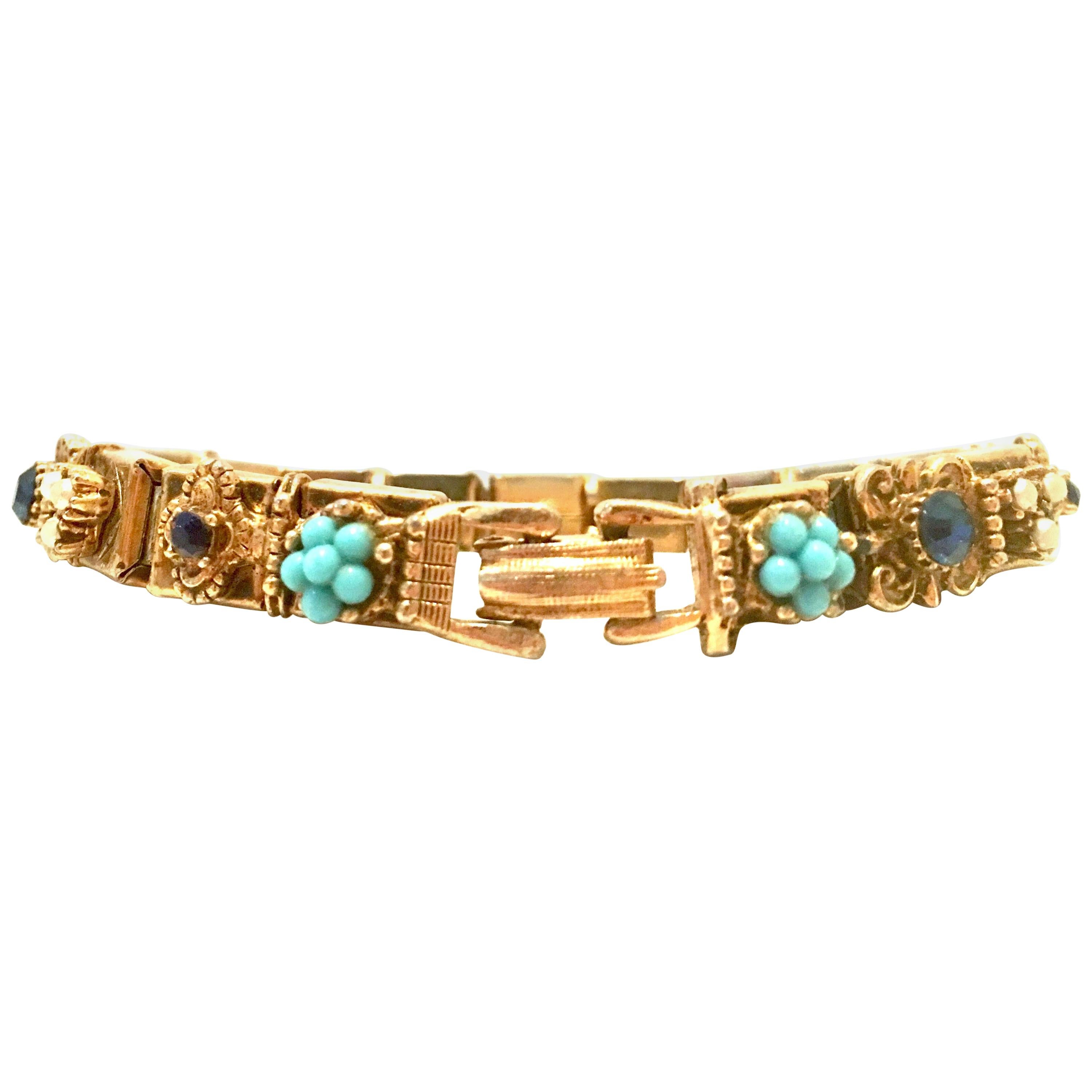 20th Century Gold , Austrian Crystal Bead Link Bracelet 