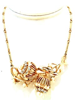 20th Century Gold, Austrian Crystal & Faux Pearl Choker Necklace By, Coro