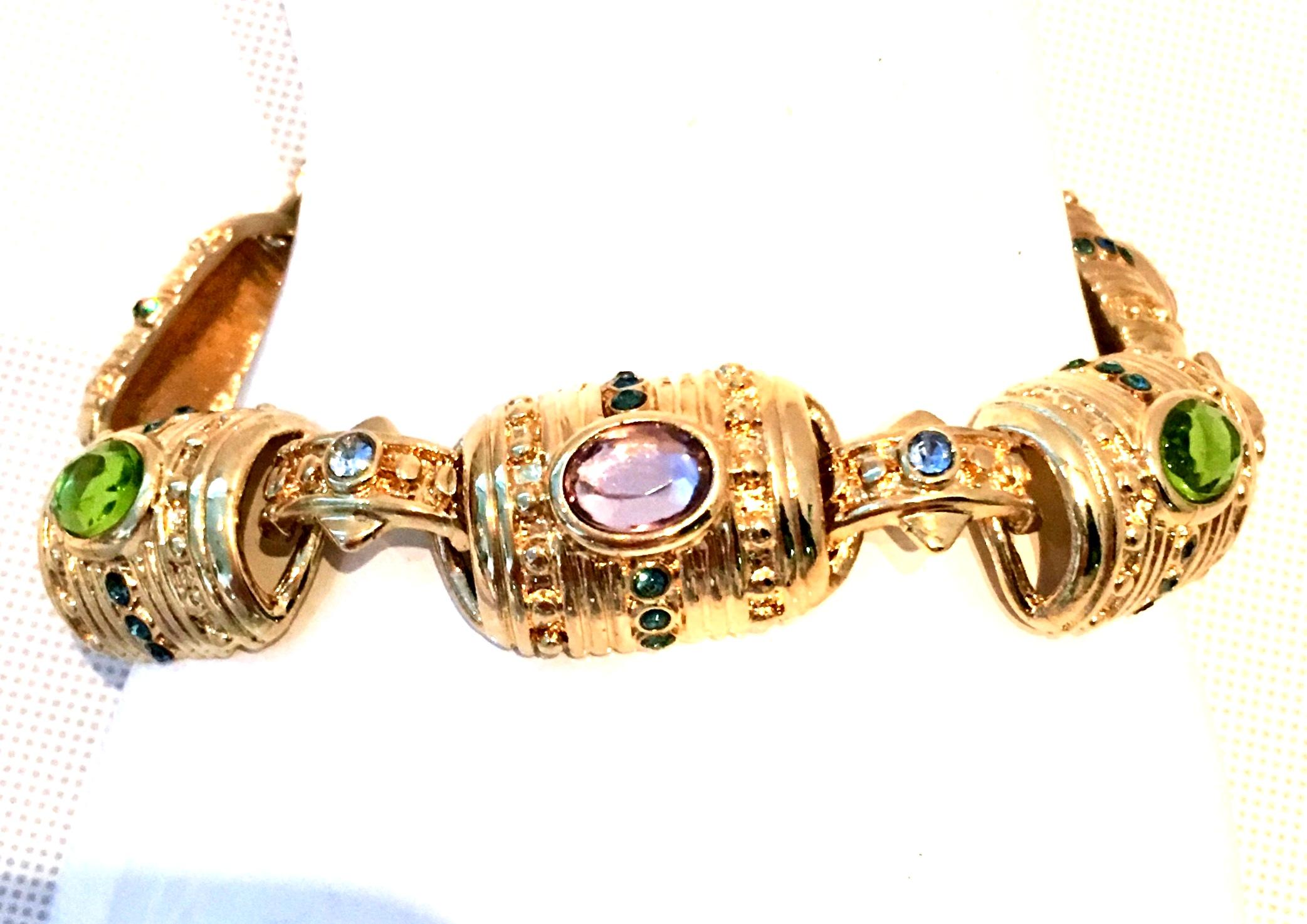 20th Century Gold & Austrian Crystal Link Bracelet  In Good Condition In West Palm Beach, FL