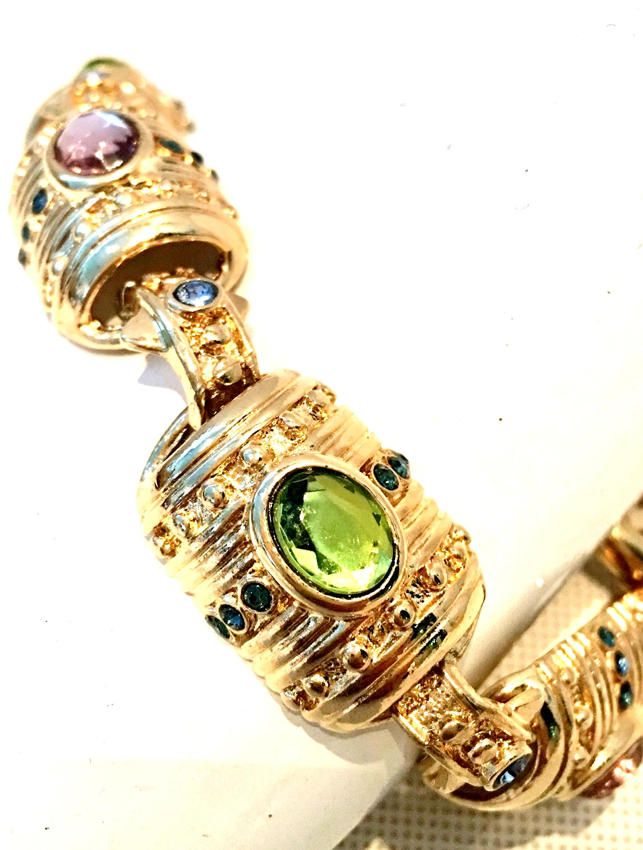 20th Century Gold & Austrian Crystal Link Bracelet  2