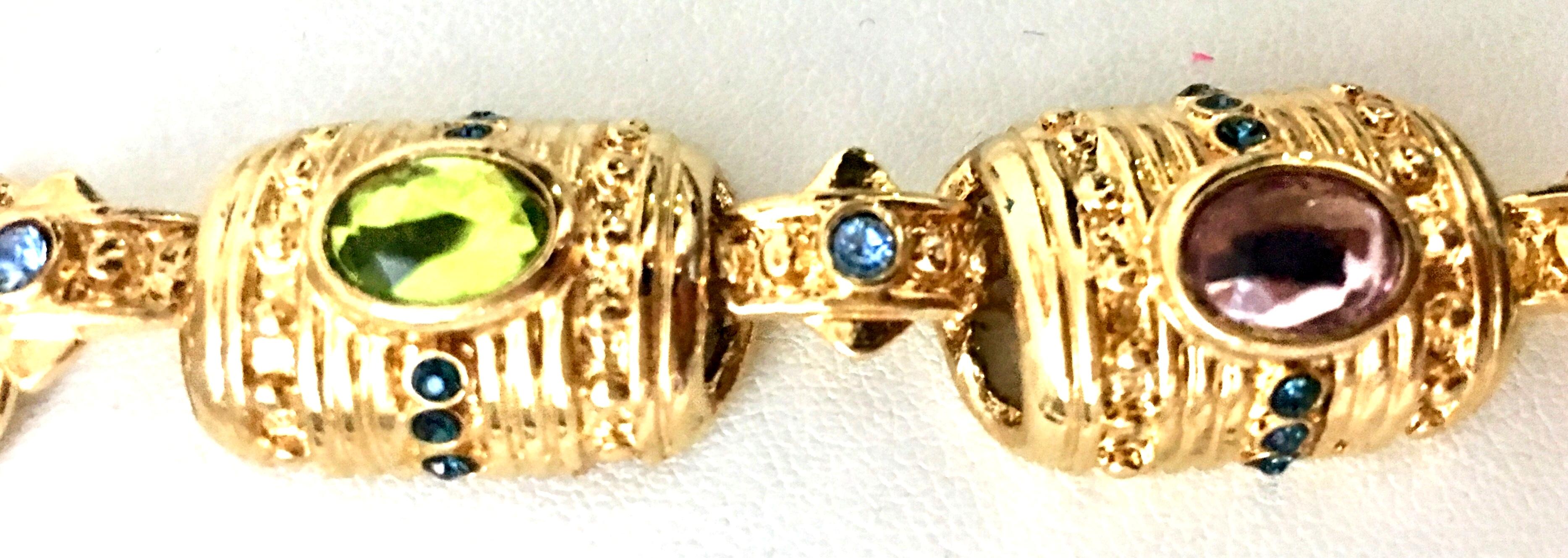 20th Century Gold & Austrian Crystal Link Bracelet  4