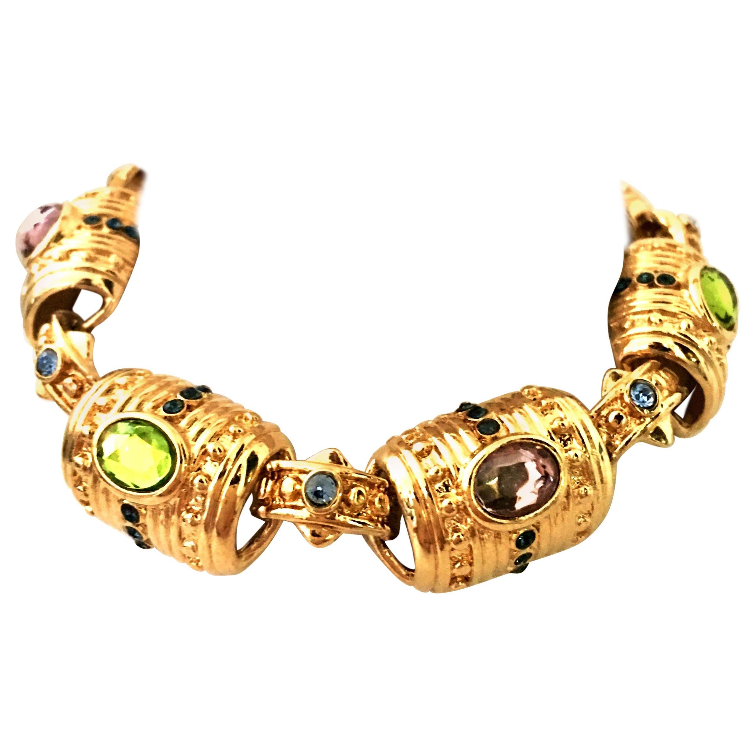 20th Century Gold & Austrian Crystal Link Bracelet 