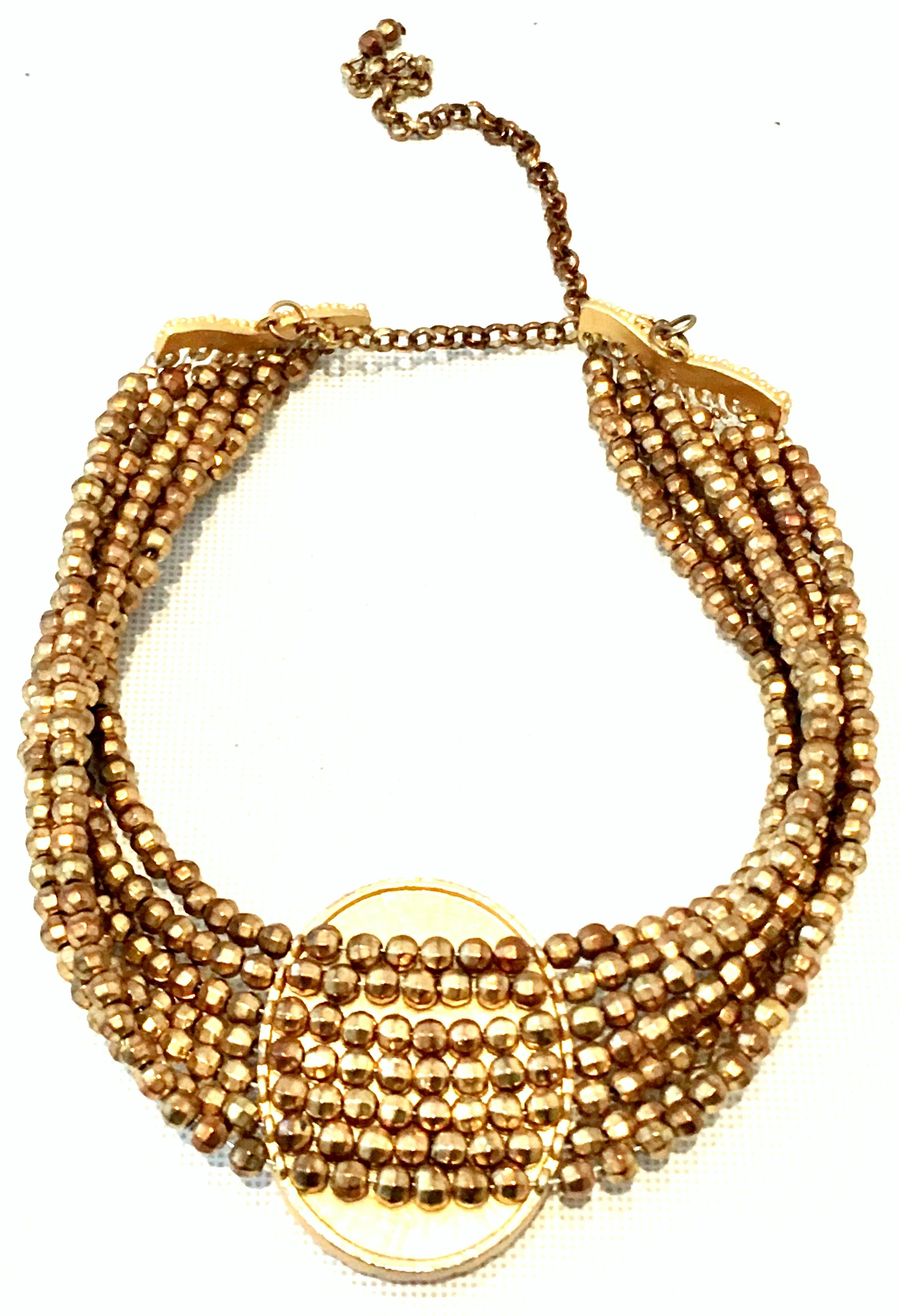 20th Century Gold Bead & Carved Lucite Cameo Choker Style Necklace For Sale 8