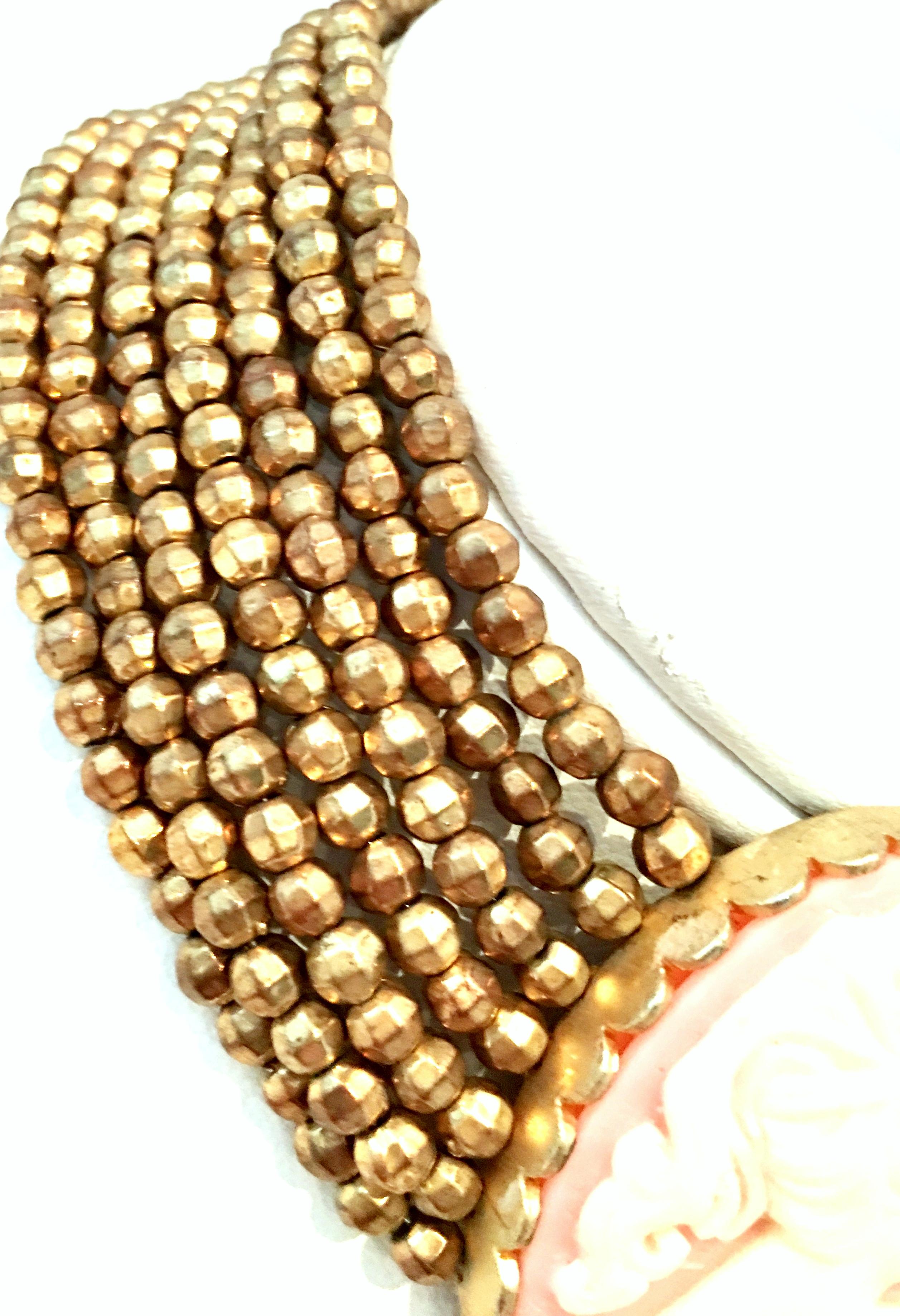 20th Century Gold Bead & Carved Lucite Cameo Choker Style Necklace For Sale 5