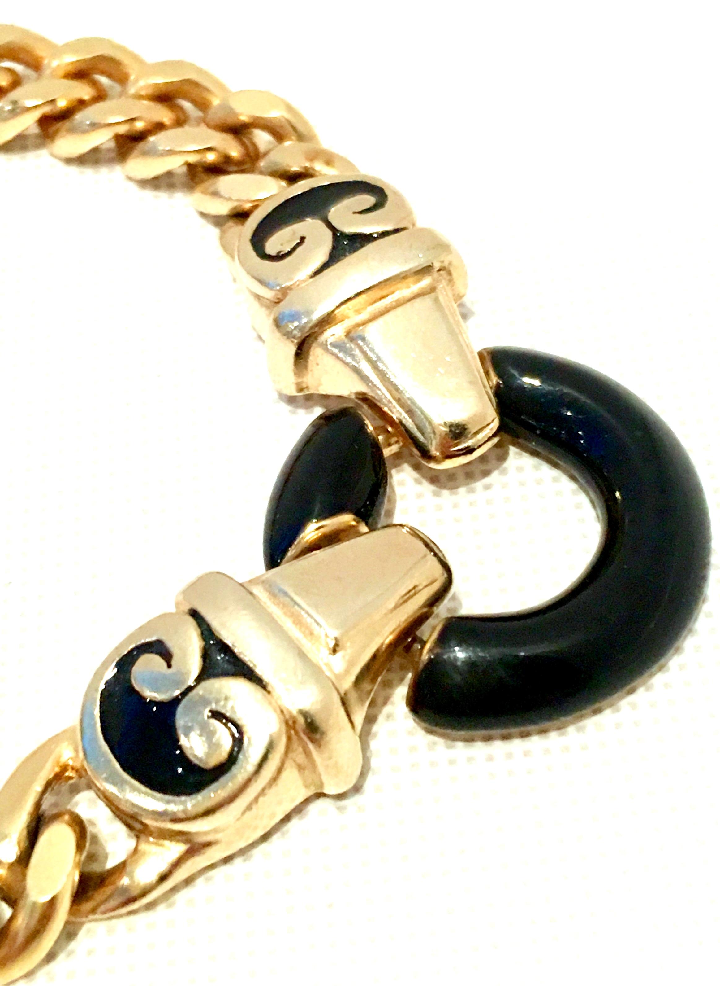 20th Century Gold & Black Enamel Snake Choker Necklace By, Erwin Pearl 1