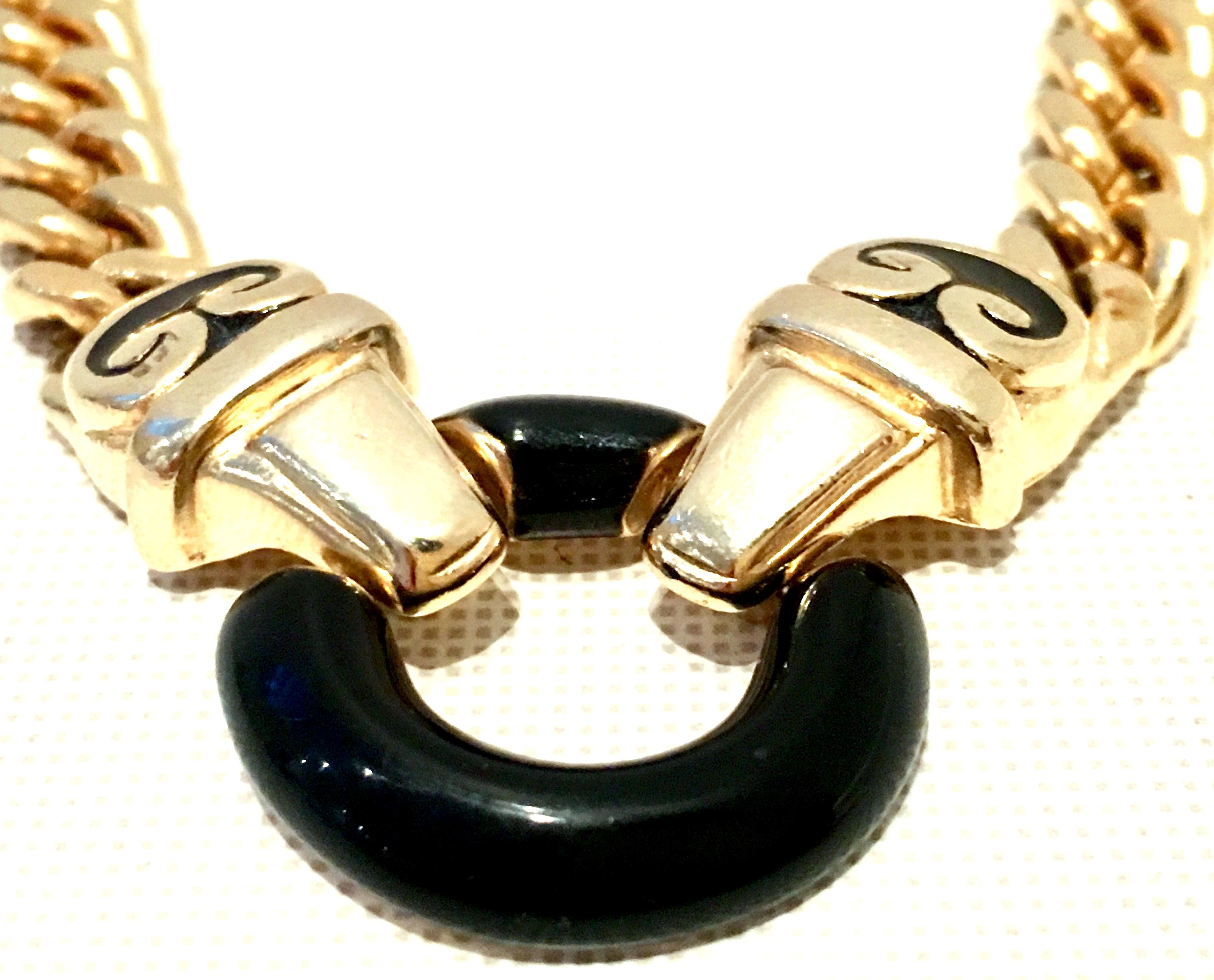 20th Century Gold & Black Enamel Snake Choker Necklace By, Erwin Pearl 3