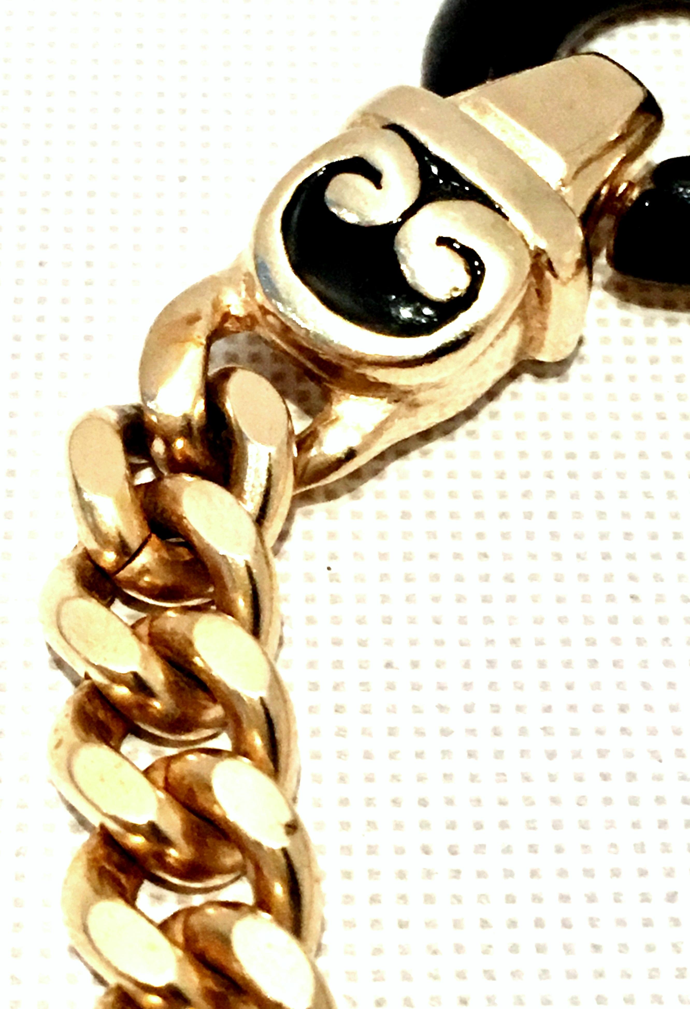 20th Century Gold & Black Enamel Snake Choker Necklace By, Erwin Pearl 4